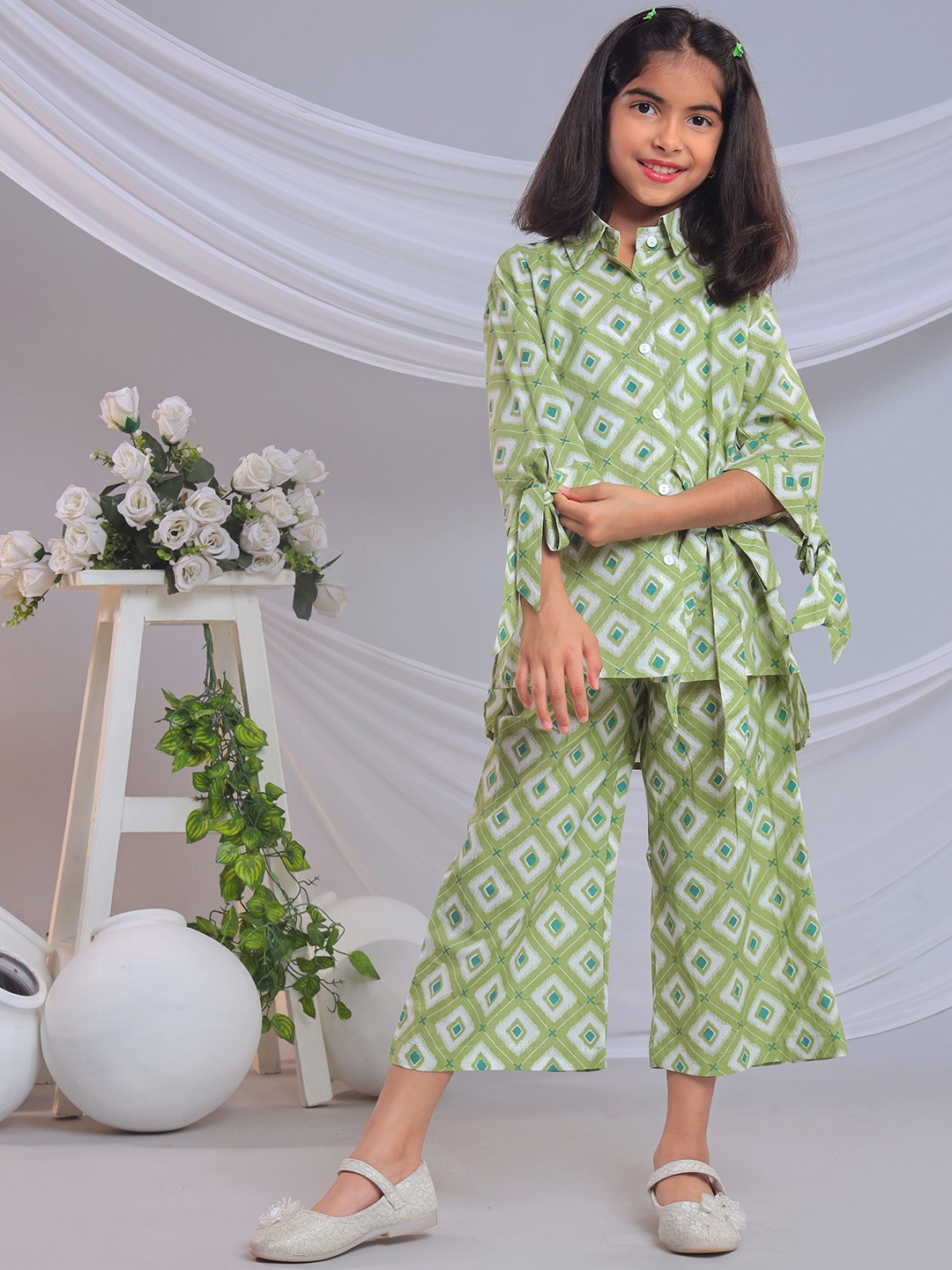 

misbis Girls Printed Clothing Set, Green