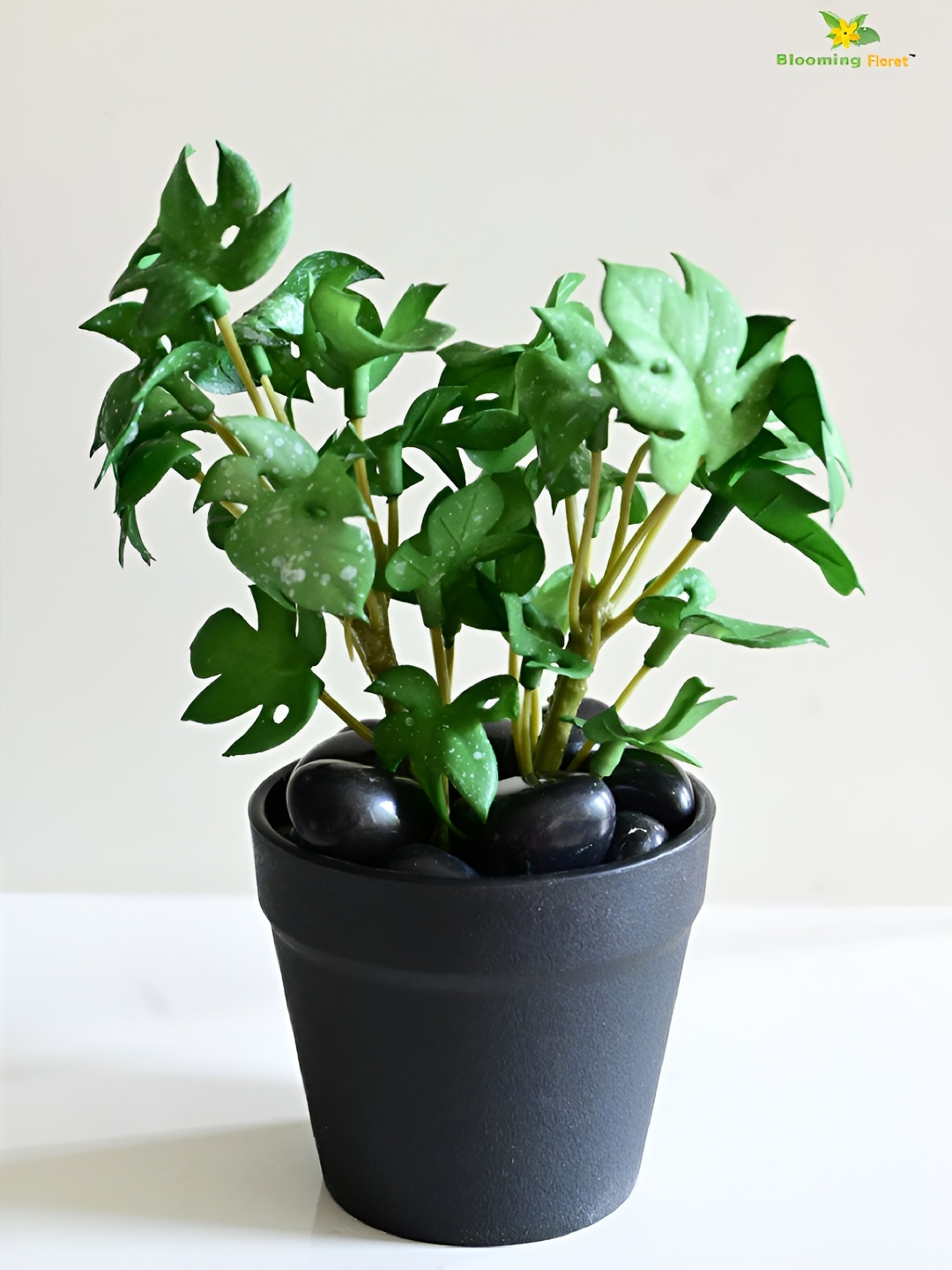

Blooming Floret Green & Black Monstera Deliciosa Artificial Plant With Pot