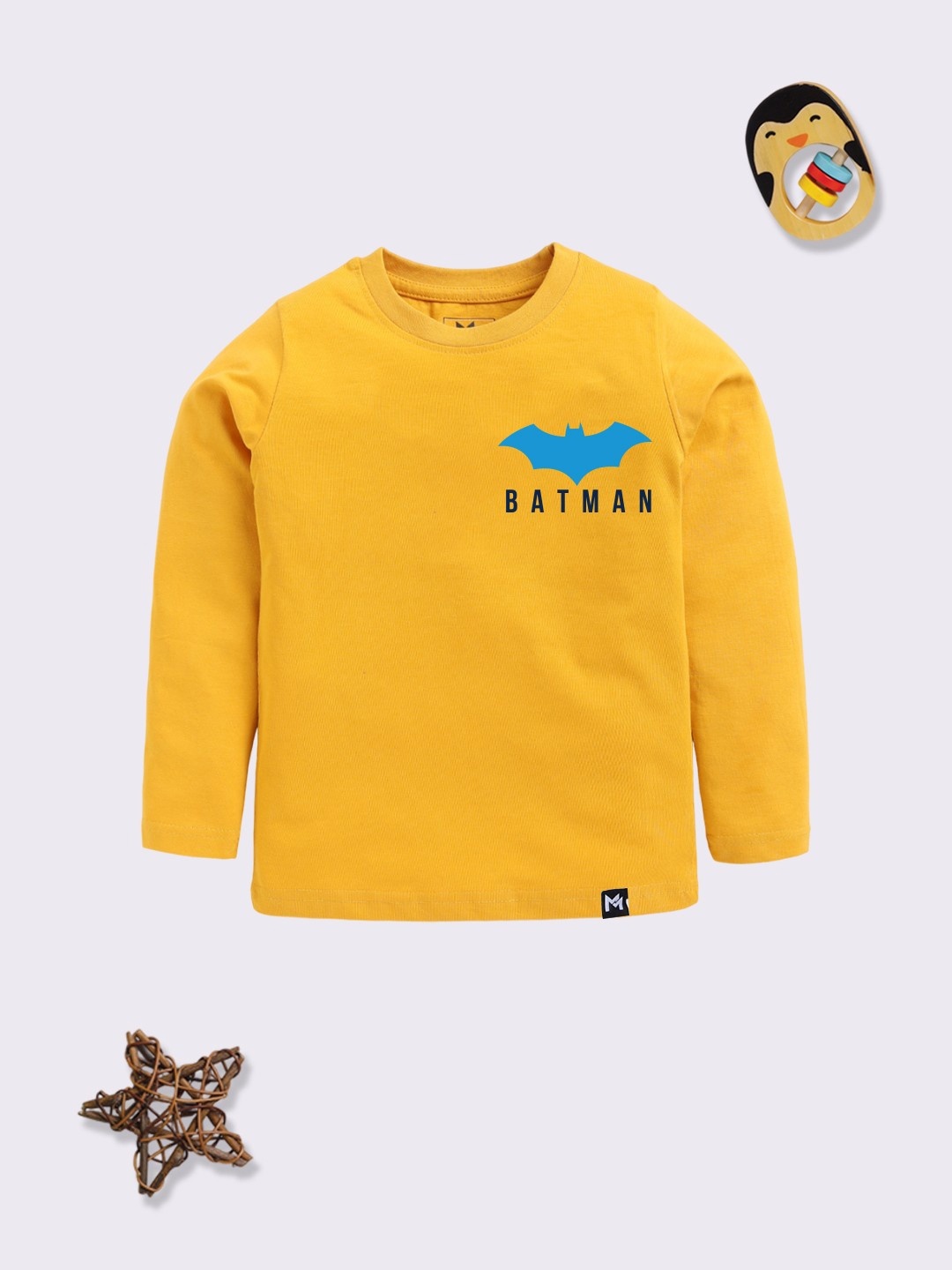 

YK X Minute Mirth Boys Batman Printed Pure Cotton T-shirt, Yellow