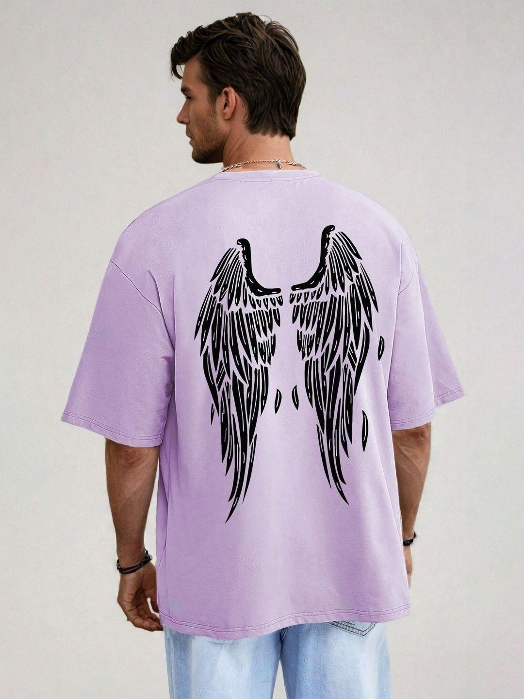 

Kotty Men Graphic Printed Round Neck Cotton Oversized T-shirt, Purple