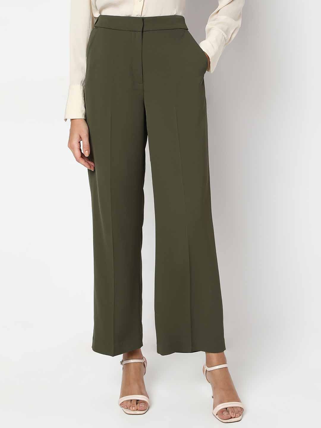 

Vero Moda Women Straight Fit High-Rise Culottes Trousers, Olive