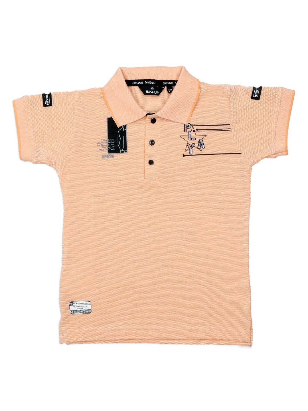 

MashUp Boys Solid Polo Collar Cotton T-shirt, Orange