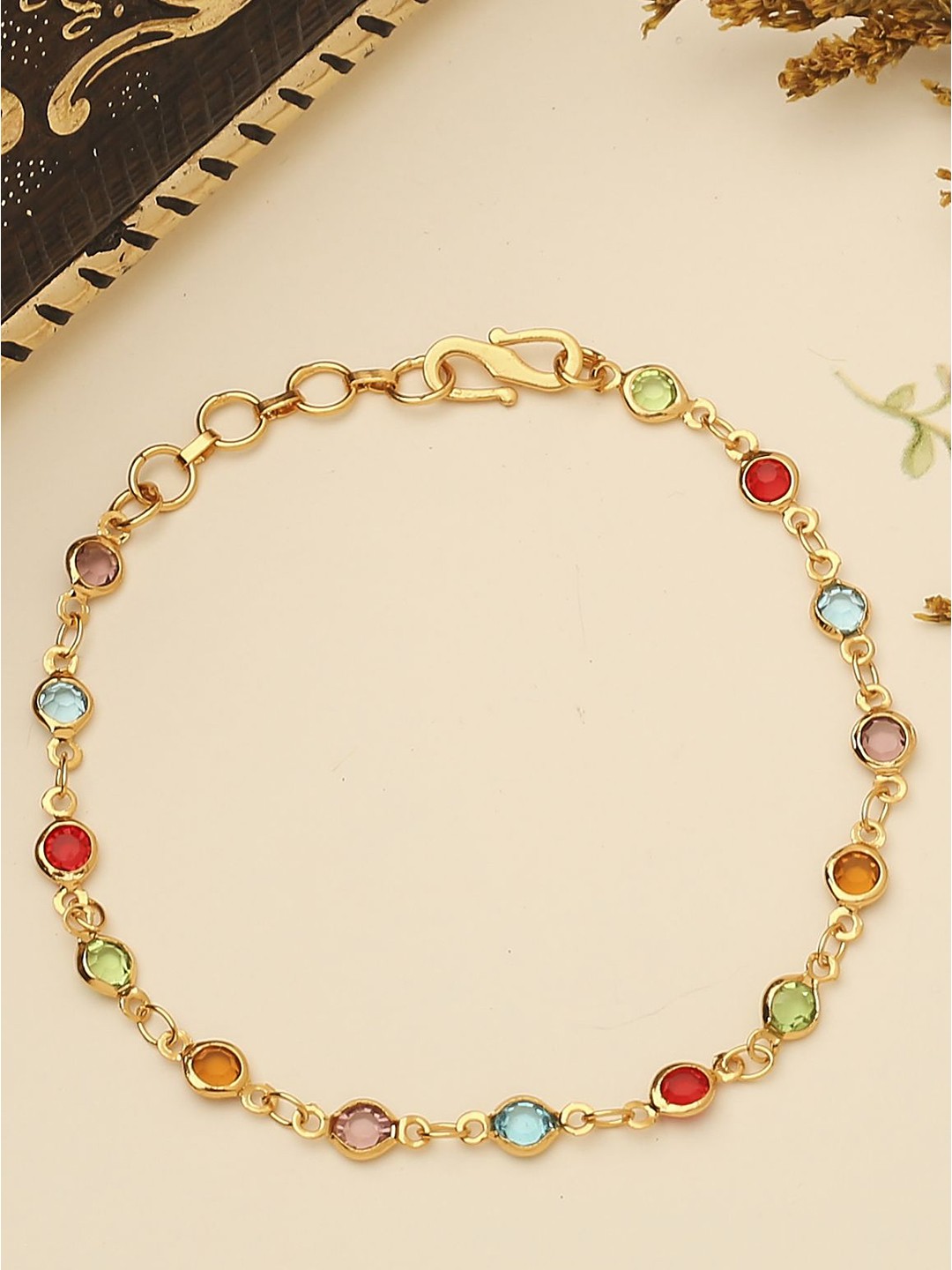 

Mirraw Gold-Plated Beaded Wraparound Bracelet