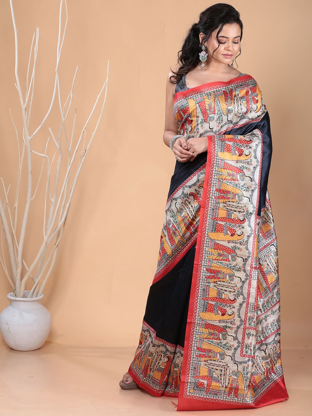 

Urbane Essence Ethnic Printed Motifs Pure Cotton Saree, Red