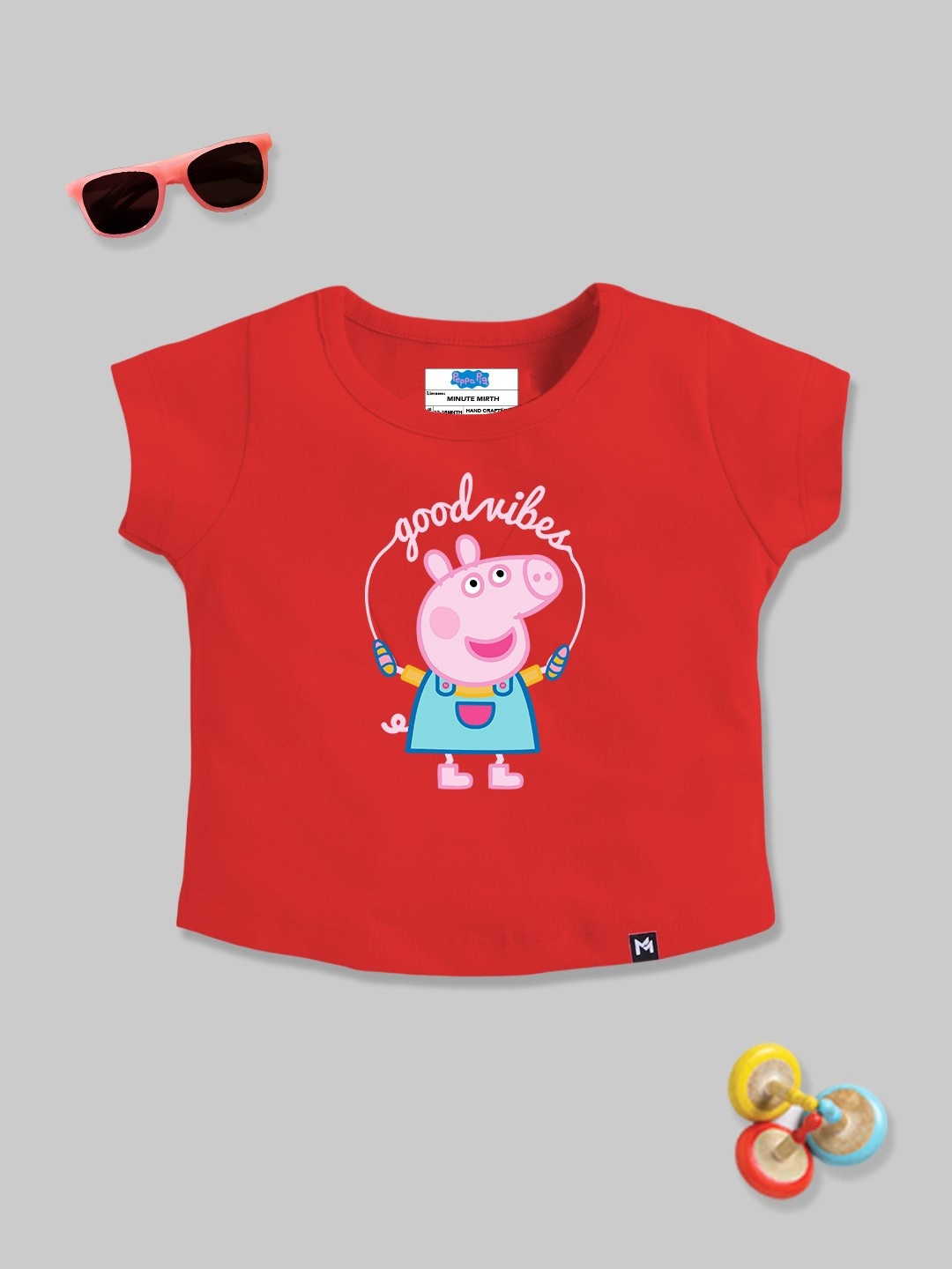 

YK X Minute Mirth Infant Girls Peppa Pig Printed T-shirt, Red