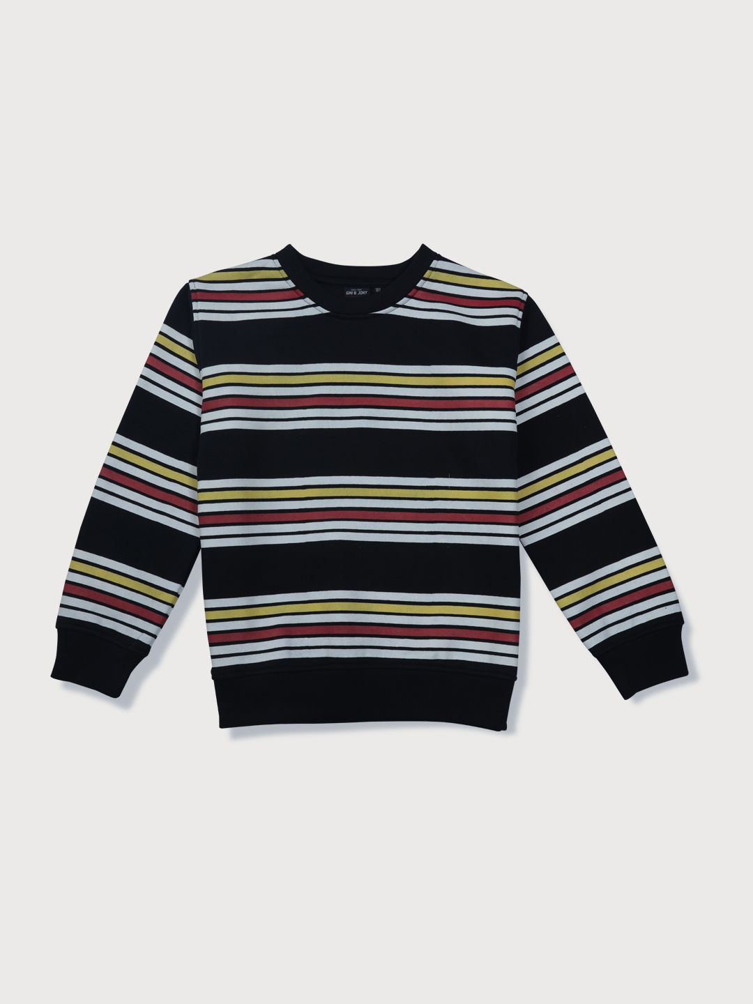 

Gini and Jony Boys Striped Round Neck Cotton Pullover Sweatshirt, Navy blue