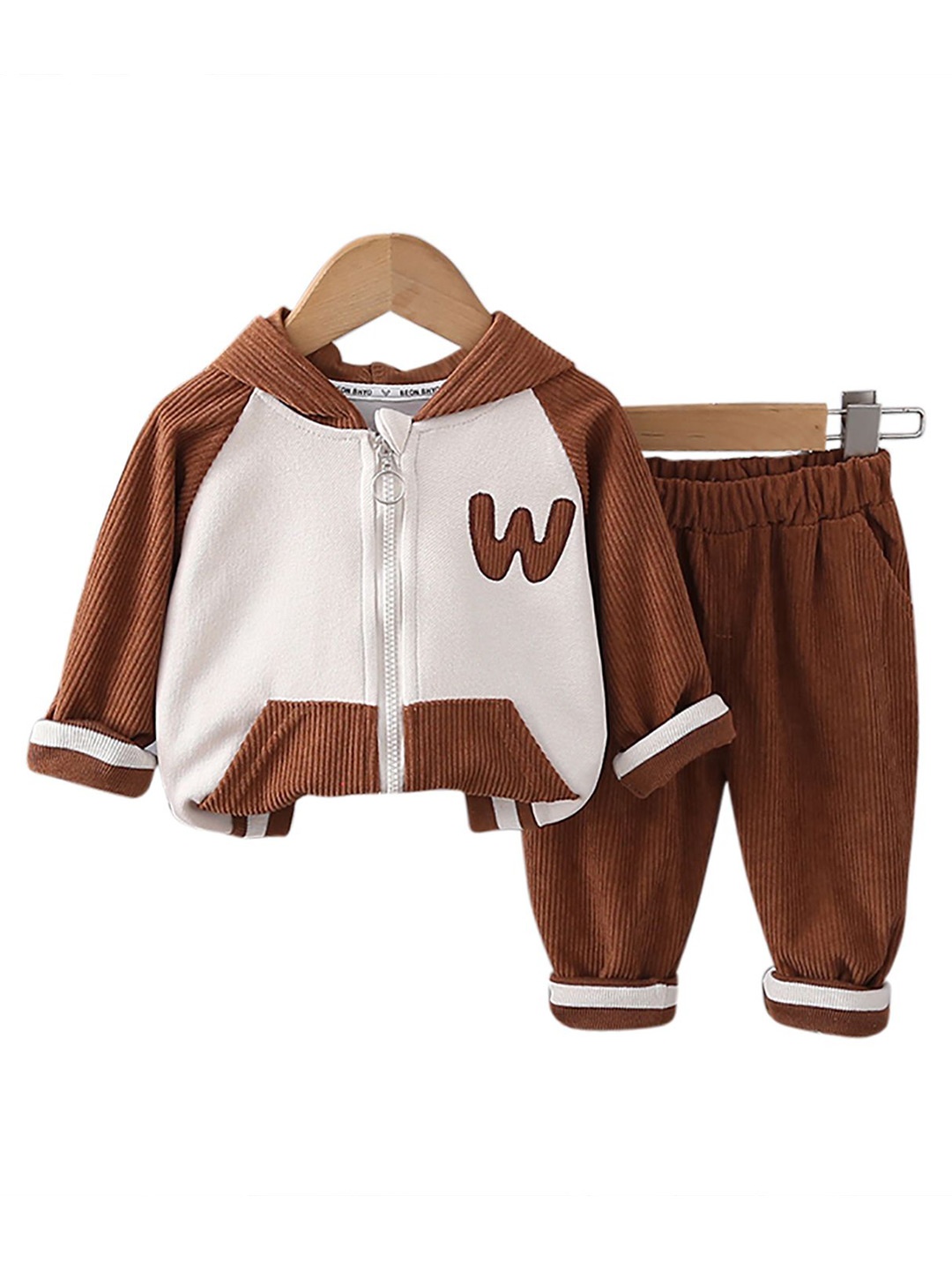 

StyleCast x Revolte Kids Colourblocked Hood Pure Cotton Sweatshirt and Joggers, Brown