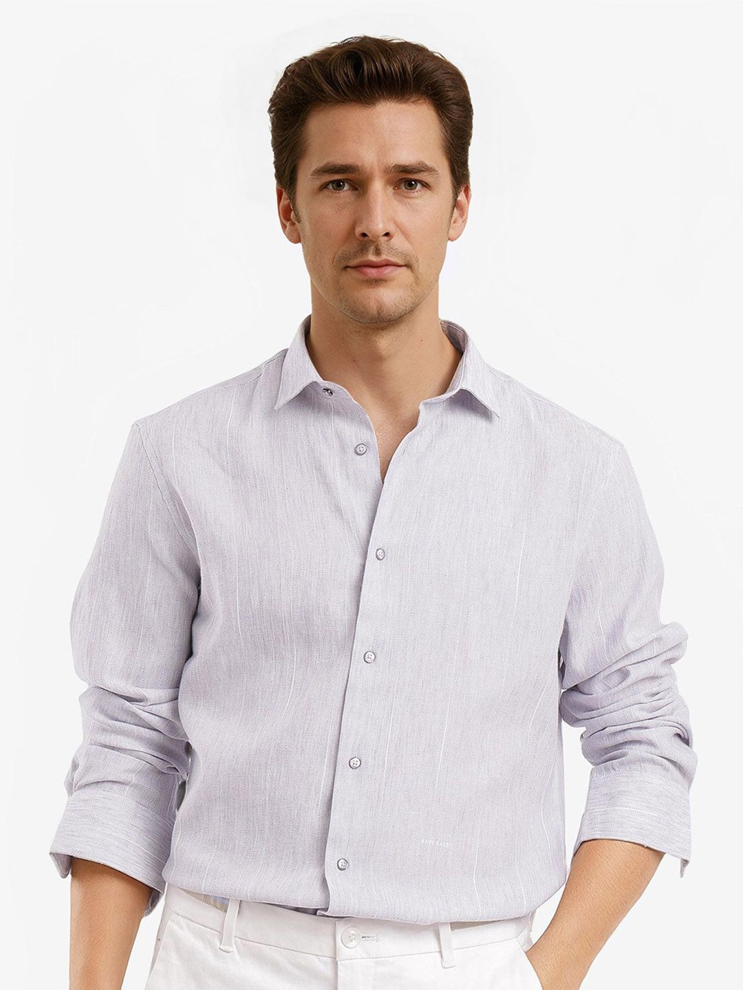 

RARE RABBIT Men Comfort Spread Collar Solid Casual Shirt, Purple