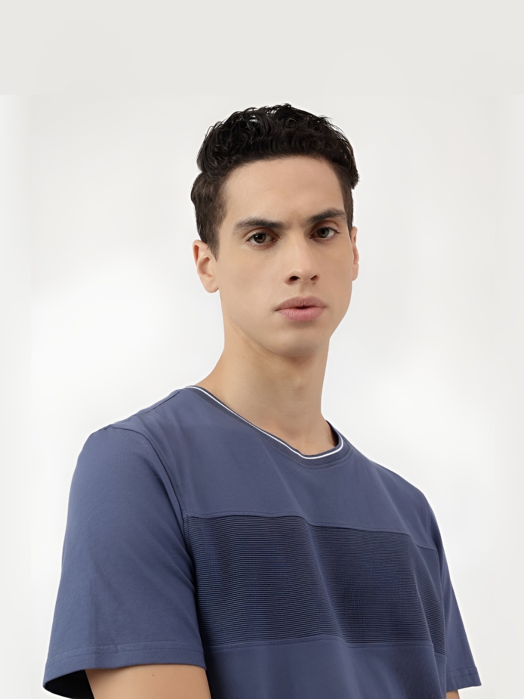 

Marks & Spencer Men Solid Round Neck Cotton T-shirt, Navy blue