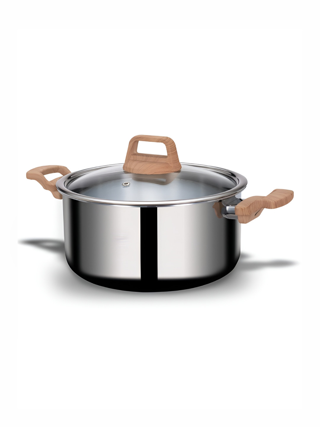 

ARTTDINOX Timber Silver Toned Stainless Steel Triply Cooking Pot With Handle & Lid 3L