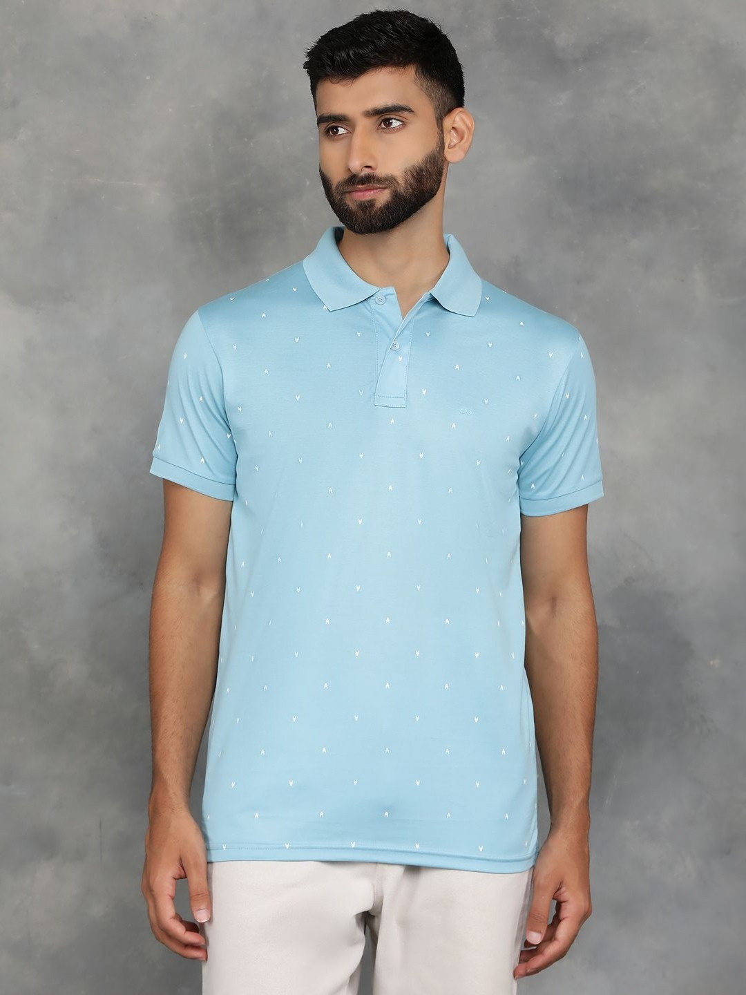 

JADE BLUE Men Conversational Printed Polo Collar Cotton T-shirt
