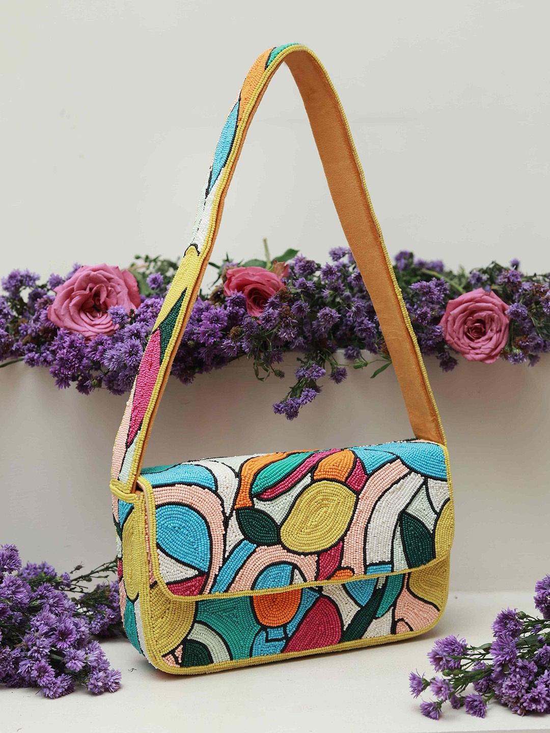 

THE TAN CLAN Women Colourblocked Suede Structured Shoulder Bag, Camel brown