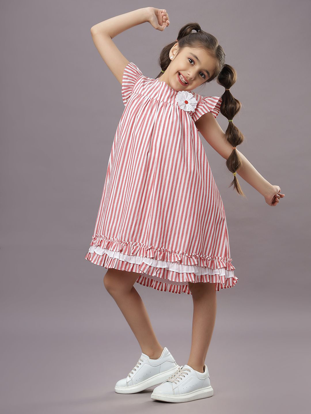 

TeenTrums Striped Fit & Flare Dress, Red