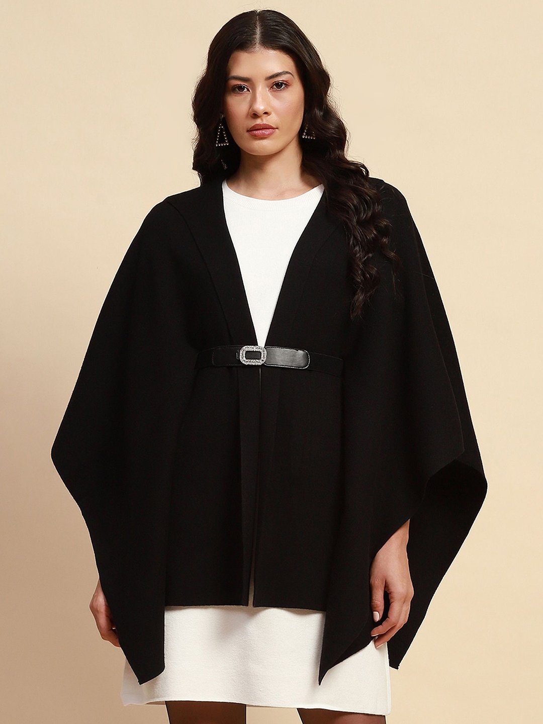 

Global Republic Open Front High-Low Shrug, Black