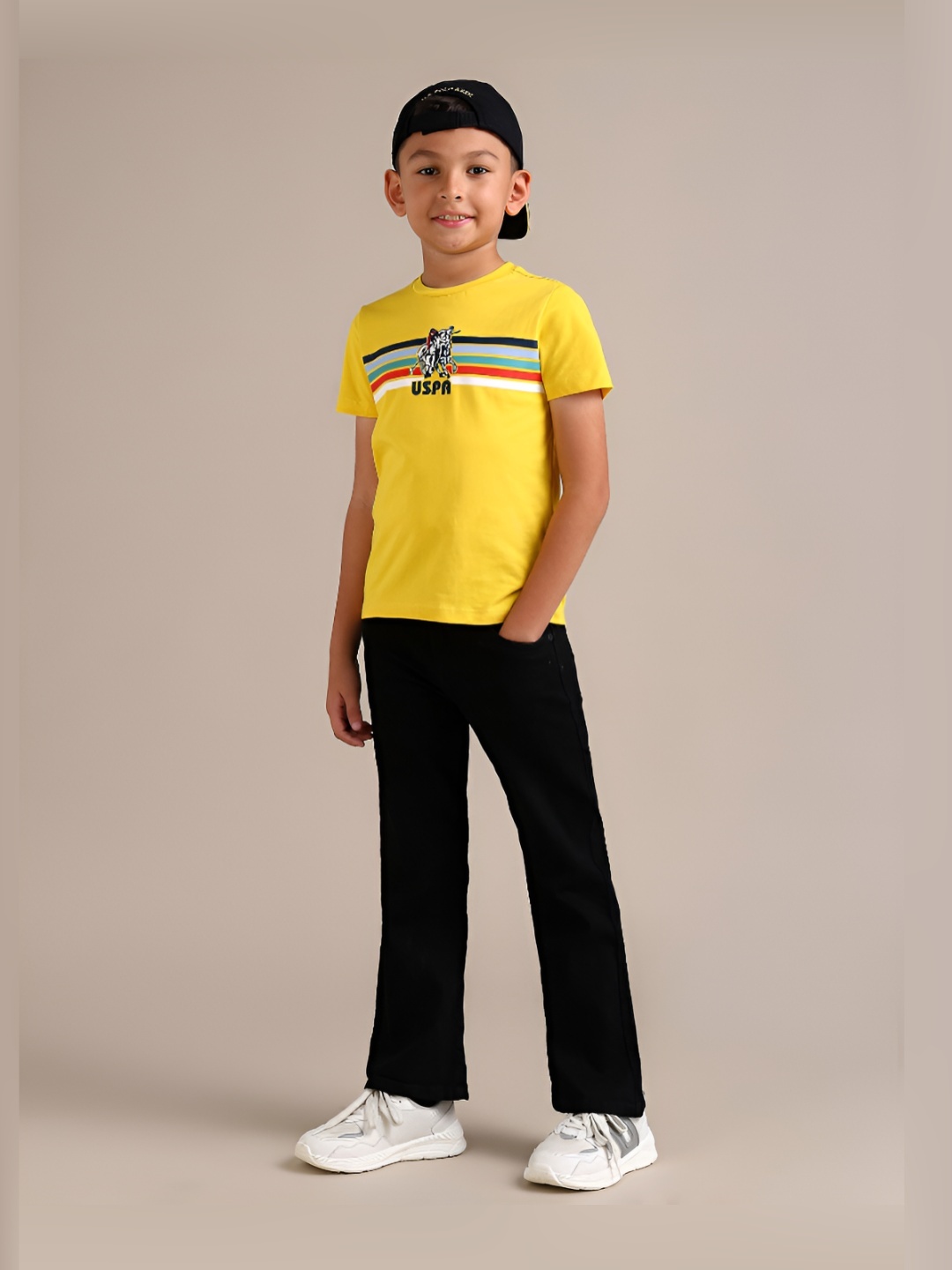 

U.S. Polo Assn. Kids Boys Brand Logo Striped Polo Collar Cotton T-shirt, Yellow