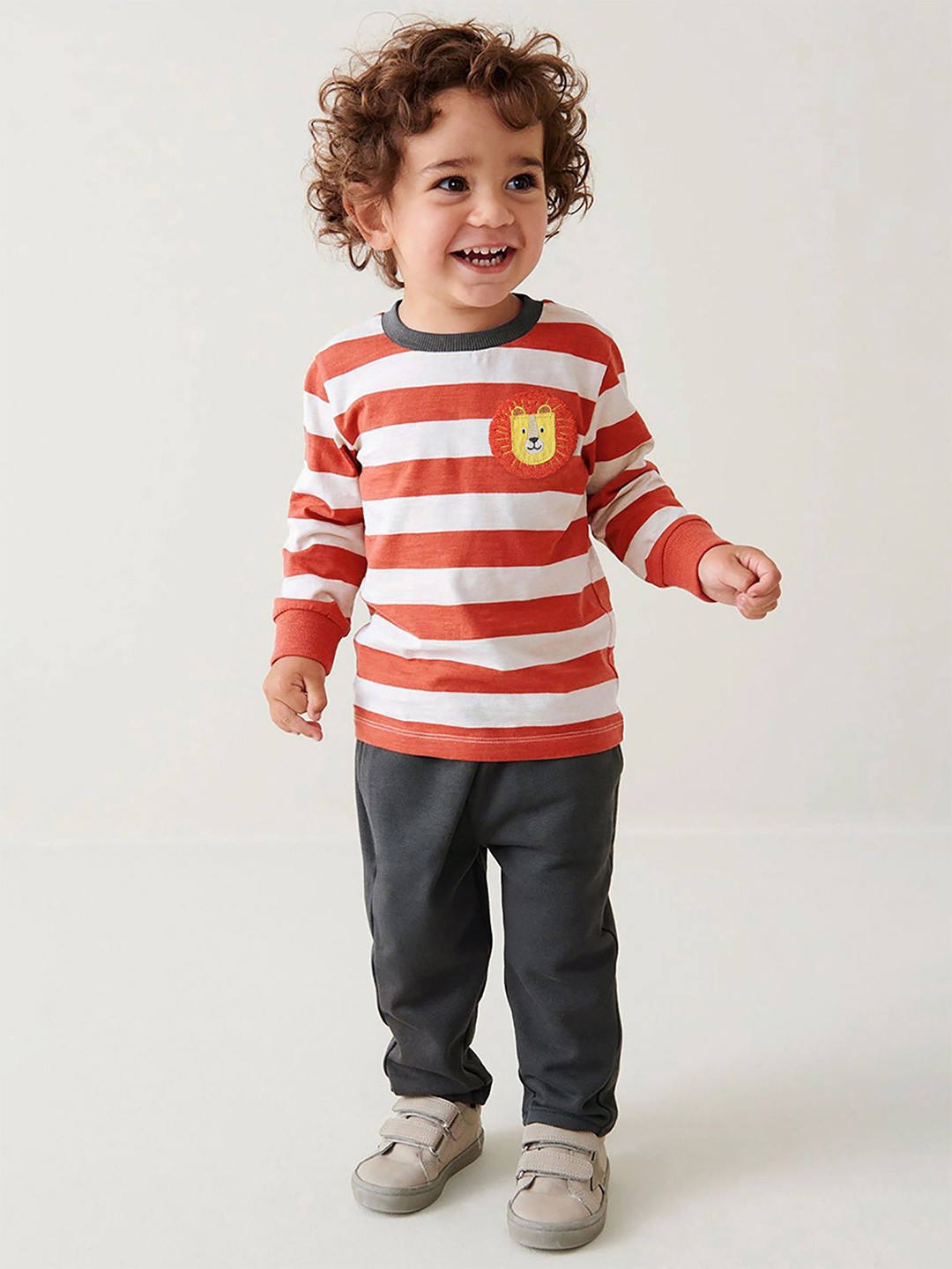 

StyleCast x Revolte Boys Striped Pure Cotton Top with Pyjamas, Orange