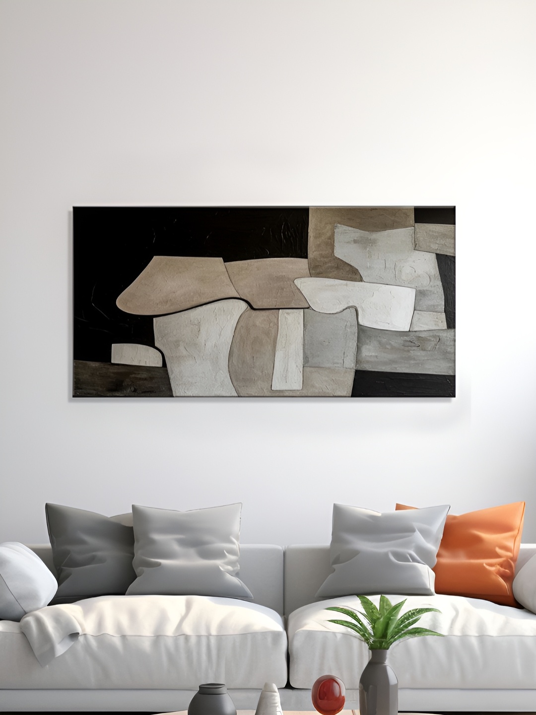 

999Store Black & Grey Canvas Abstract Wall Paintings