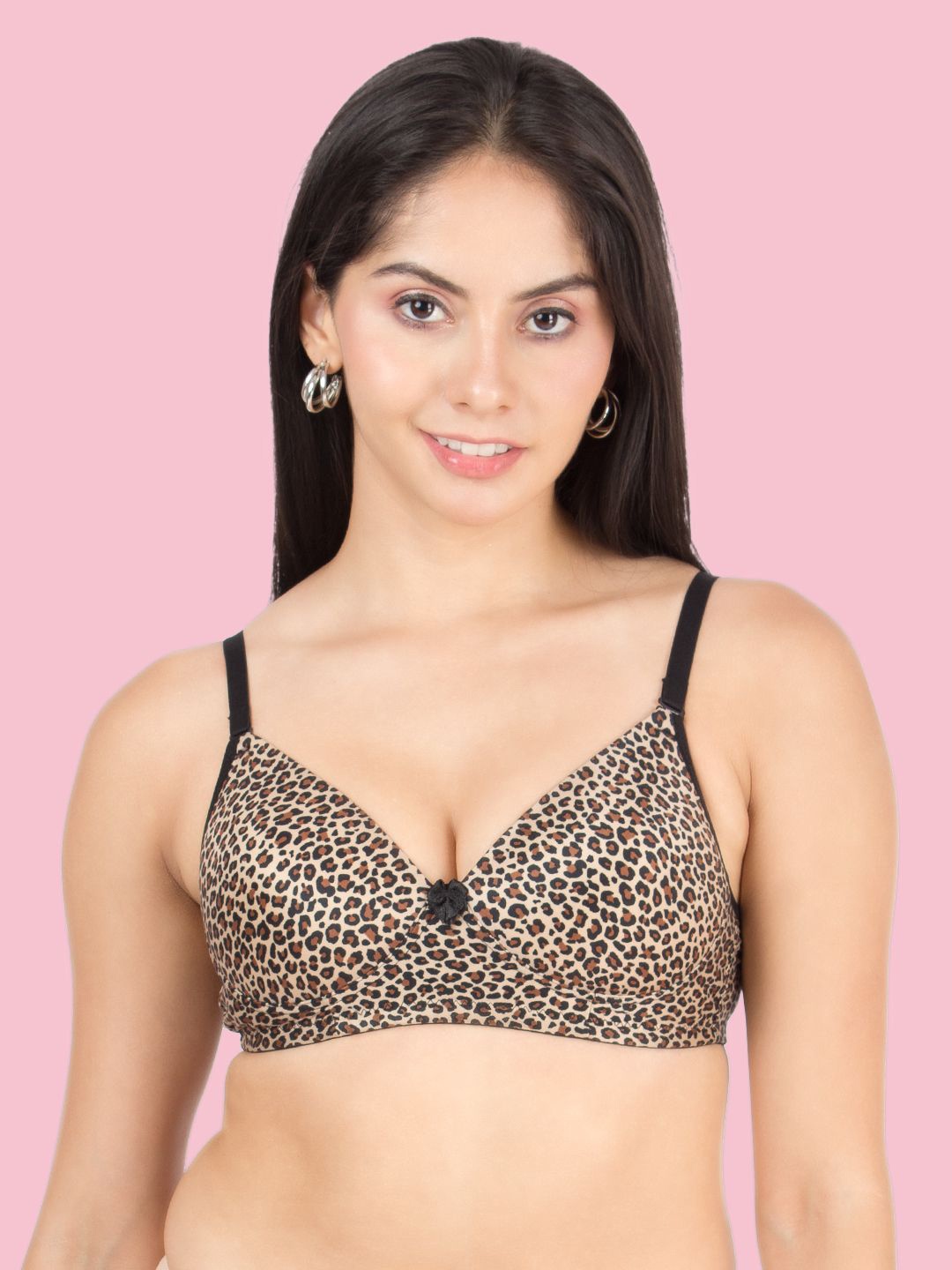 

Dressberry Printed Lightly Padded Everyday Bra, Beige