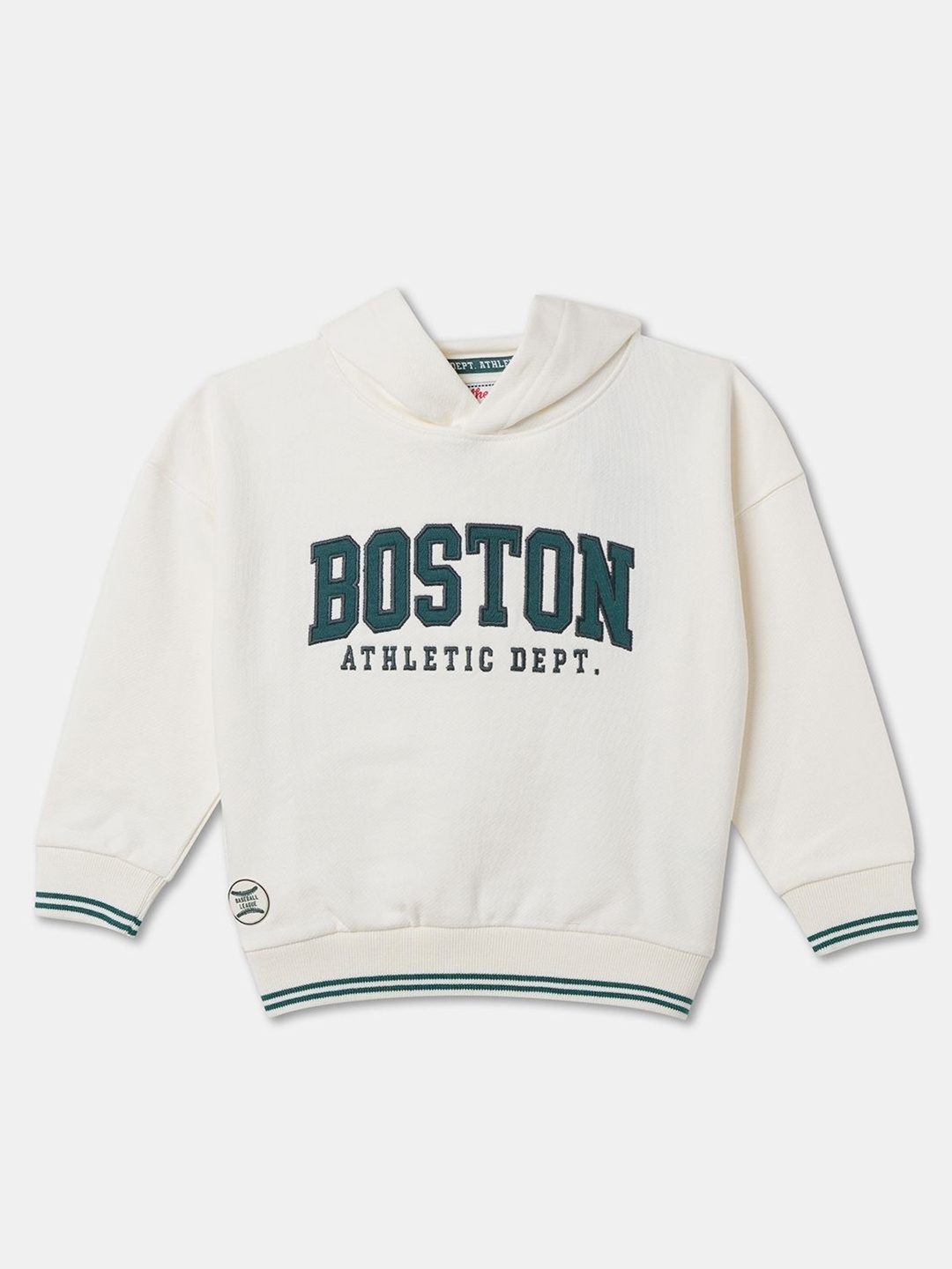 

R&B Boys Typography Printed Round Neck Cotton Pullover Sweatshirt, White