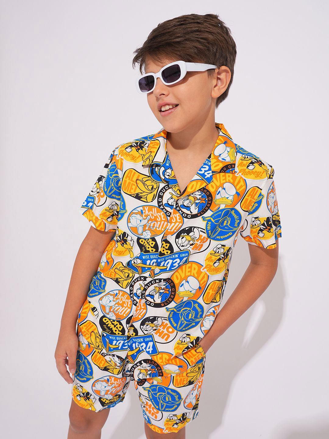 

Jack & Jones Junior Boys Cuban Collar Graphic Printed Casual Shirt, Yellow