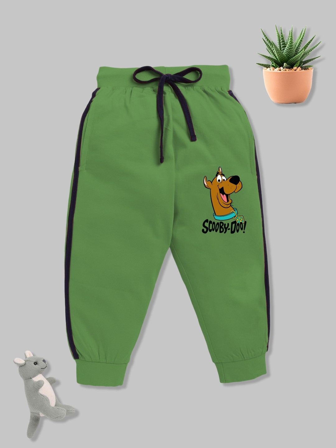

YK X Minute Mirth Boys Scooby-Doo Printed Pure Cotton Joggers, Green