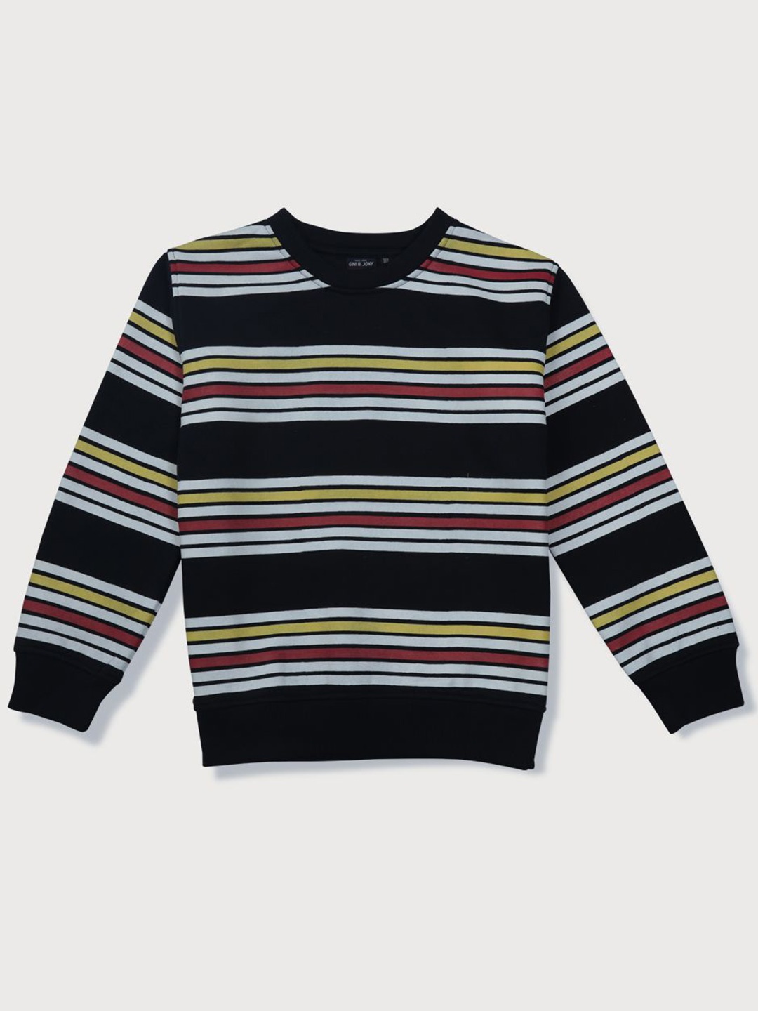 

Gini and Jony Boys Striped Round Neck Cotton Pullover Sweatshirt, Navy blue