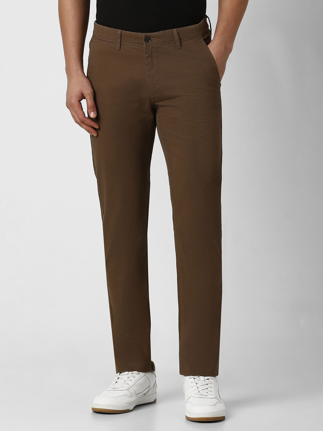 

Van Heusen Sport Men Printed Slim Fit Trousers, Brown