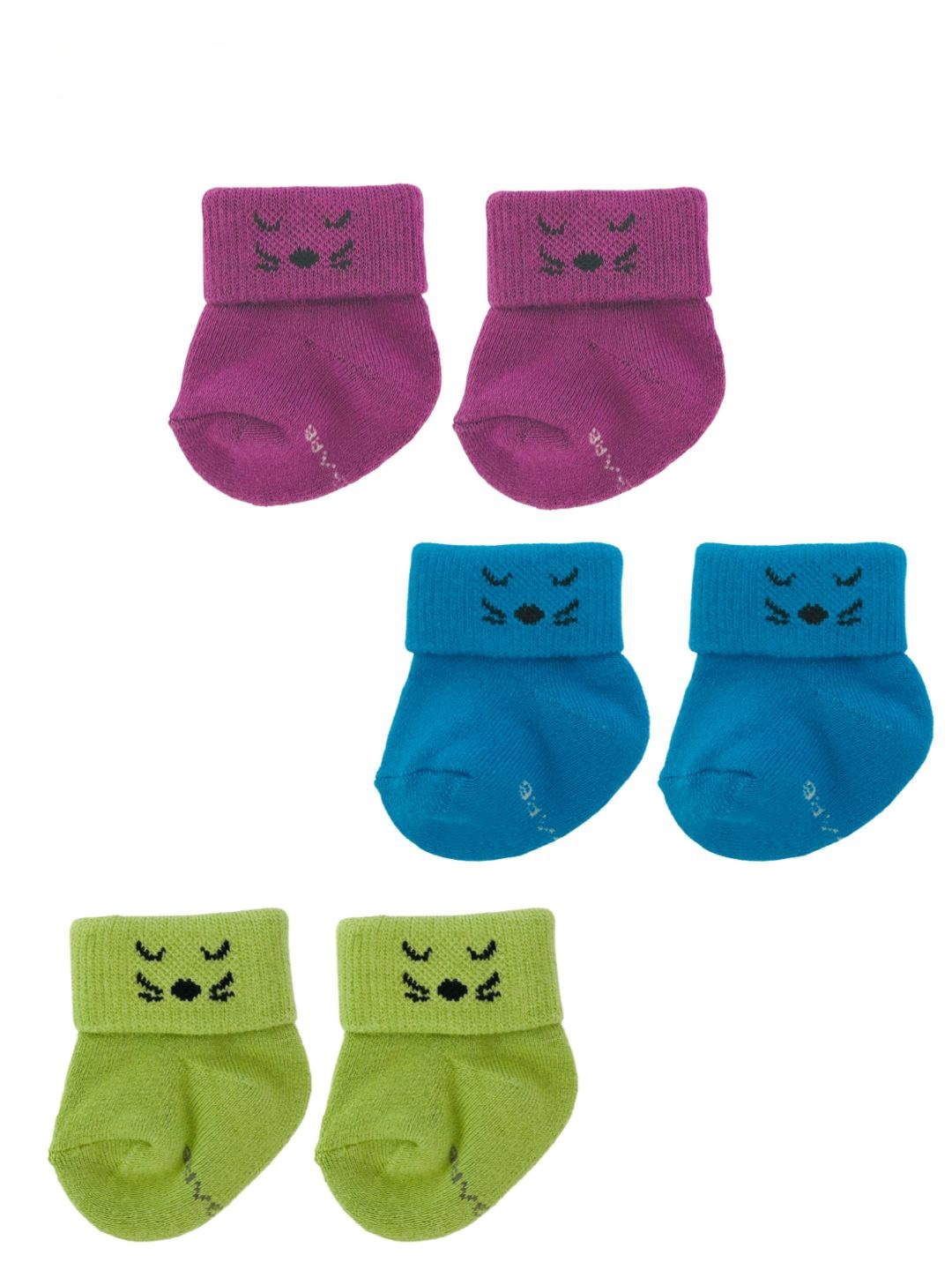 

AIR GARB KidsUnisex Pack Of 3 kittensPatterned Ankle Length Socks, Purple