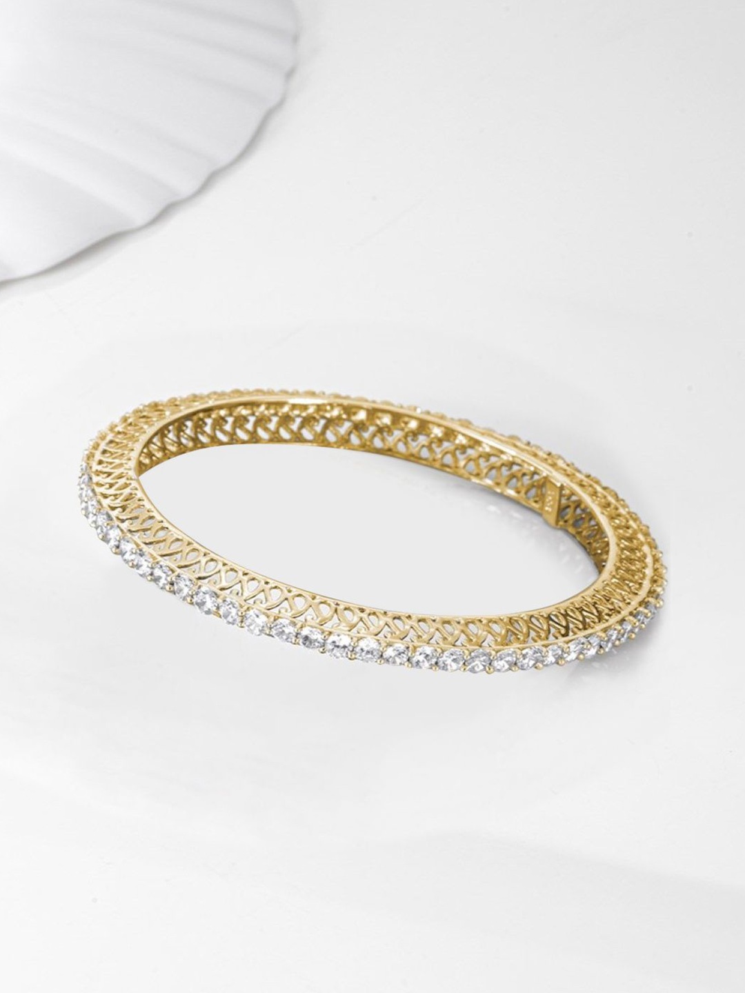 

Zavya 925 Sterling Silver Gold-Plated Stone-Studded Bangle