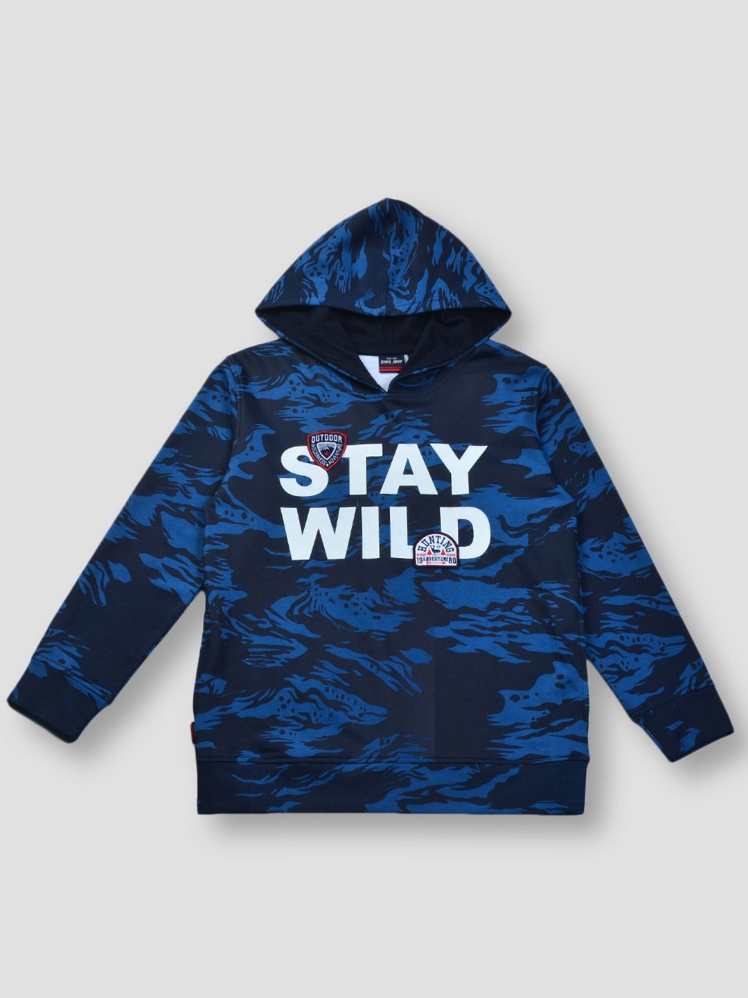 

Gini and Jony Boys Typography Printed Hooded Cotton Pullover Sweatshirt, Navy blue