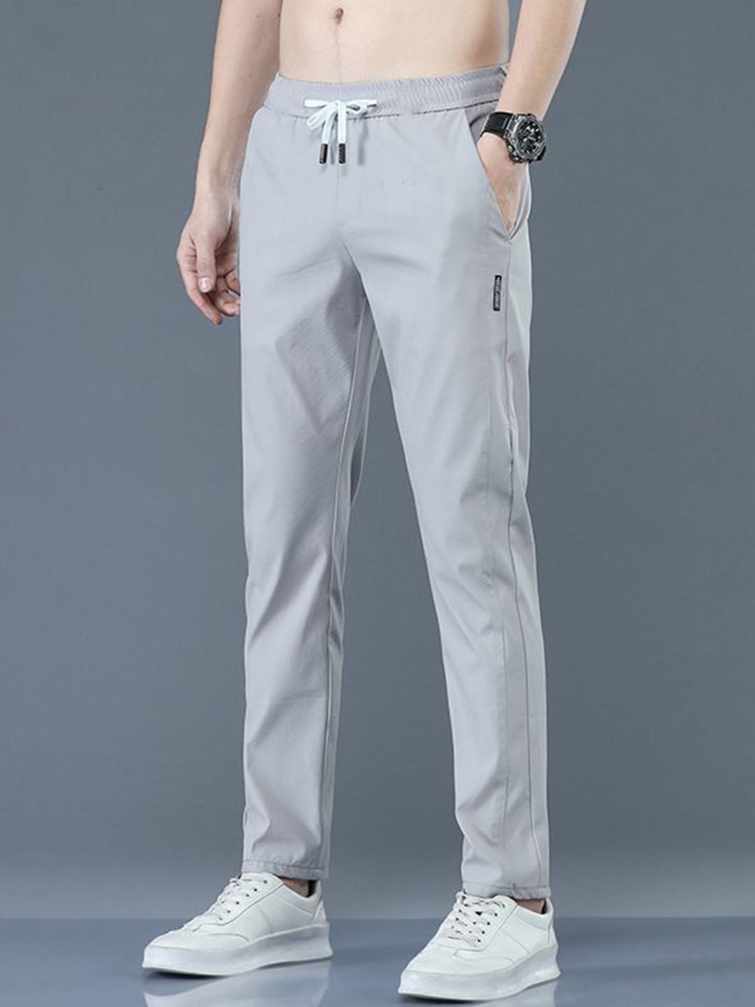 

StyleCast Men Solid Skinny Fit Chinos Trousers, Grey