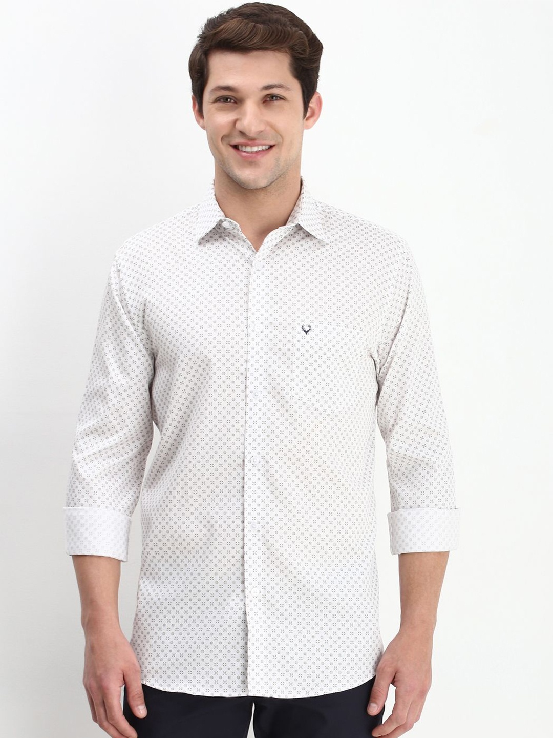 

Allen Solly Men Spread Collar Micro Ditsy Printed Cotton Slim Fit Casual Shirt, White