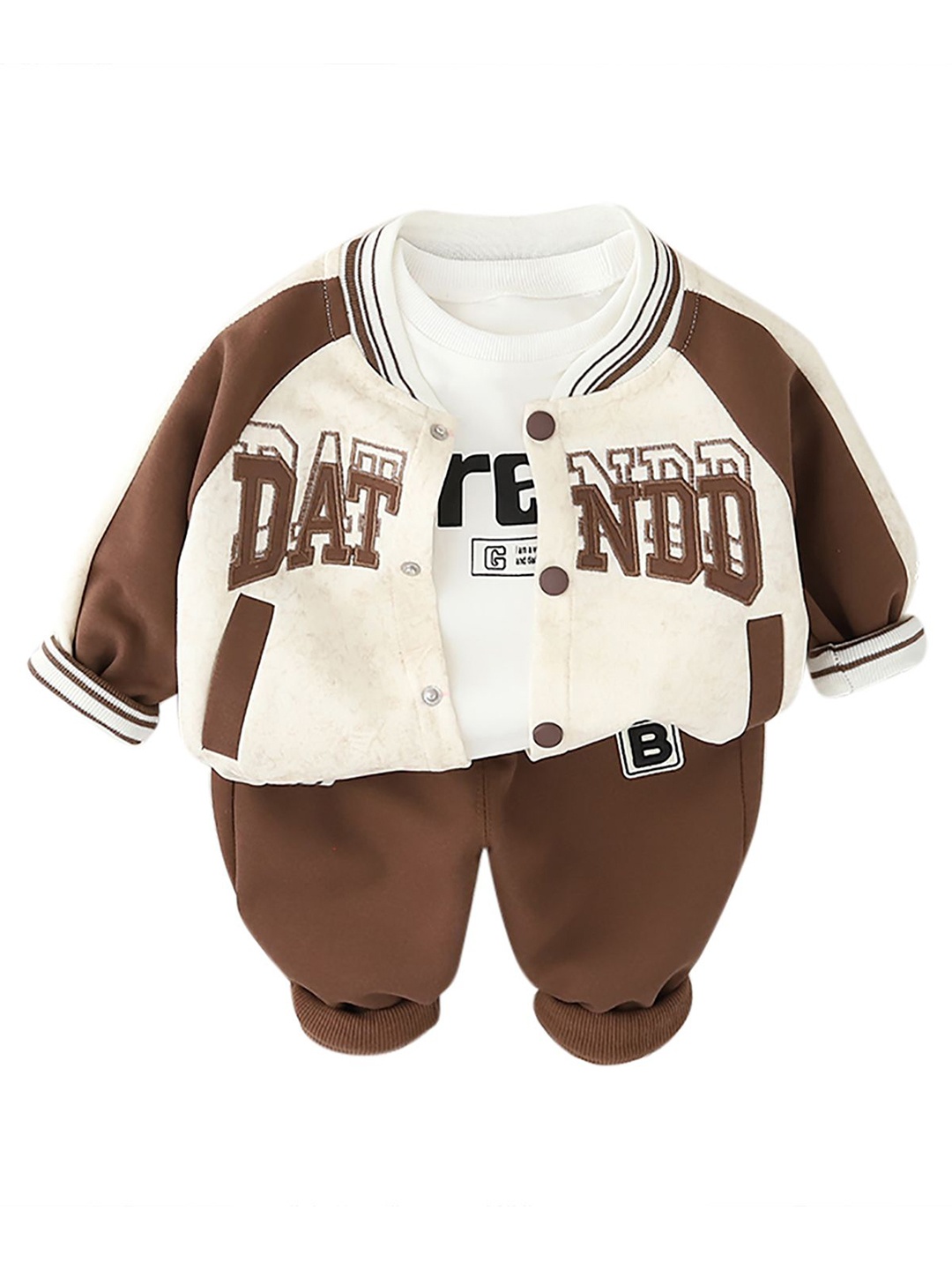 

StyleCast x Revolte Kids Brown & White Colourblocked Pure Cotton Top with Trousers