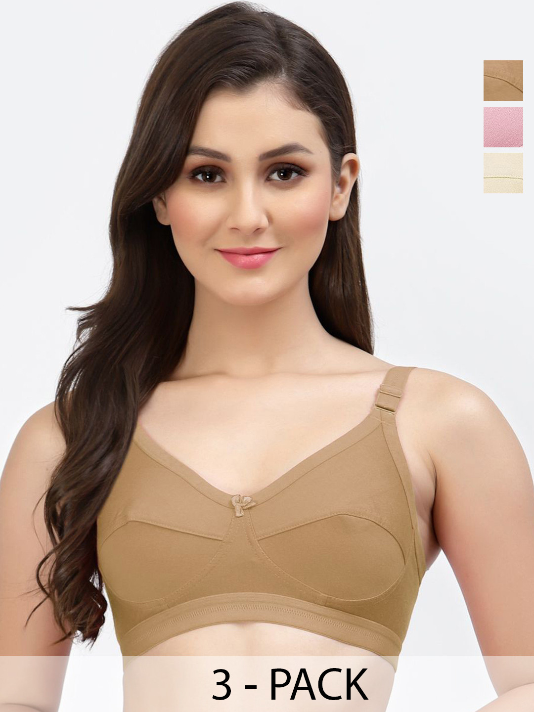 

SHYAM SONS FLAIR Pack Of 3 Full Coverage Non Padded Bra, Pink