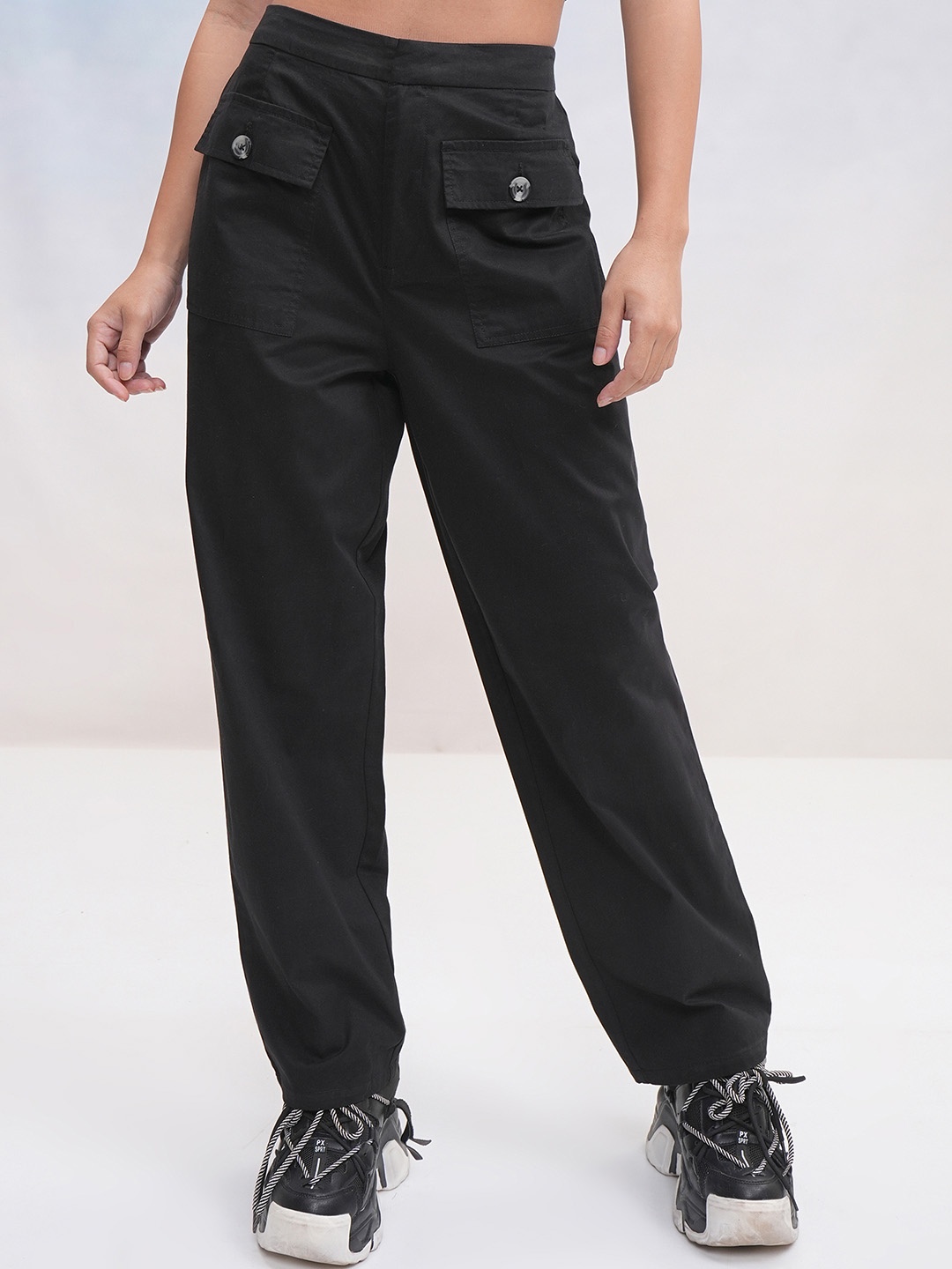 

Street By Tokyo Talkies Women High-Rise Trousers, Black