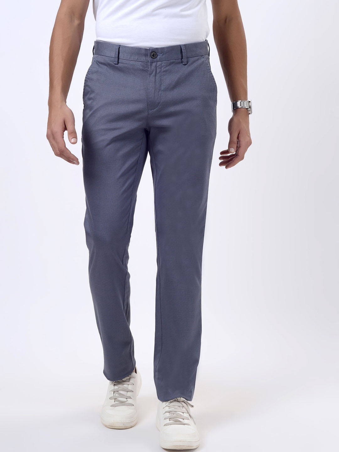 

JADE BLUE Men Solid Slim Fit Trousers