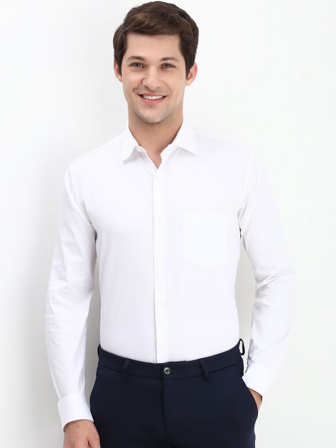 

Allen Solly Men Spread Collar Solid Cotton Slim Fit Formal Shirt, White