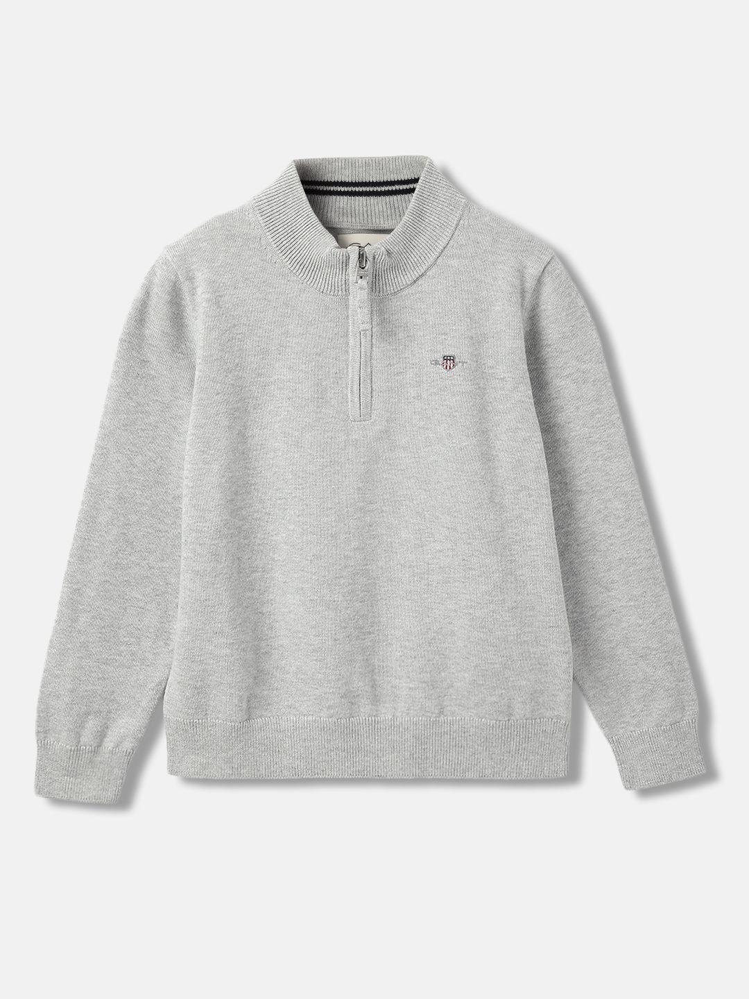 

GANT Boys Mock Collar Cotton Pullover, Grey