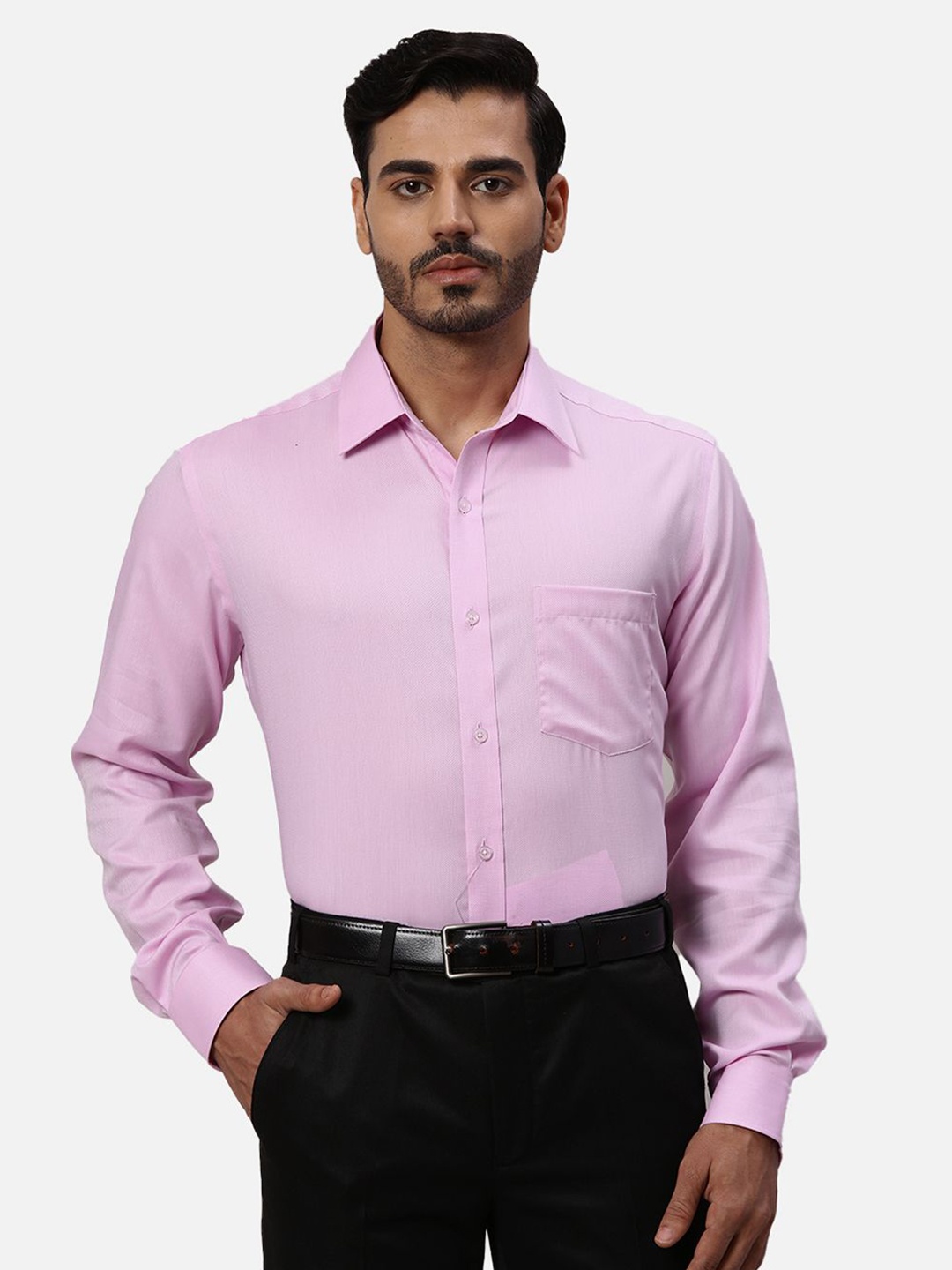

Park Avenue Men Spread Collar Solid Cotton Formal Shirt, Pink