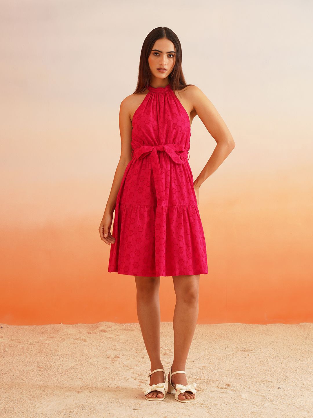 

Beatnik Women Fit & Flare Sleeveless Dress, Pink