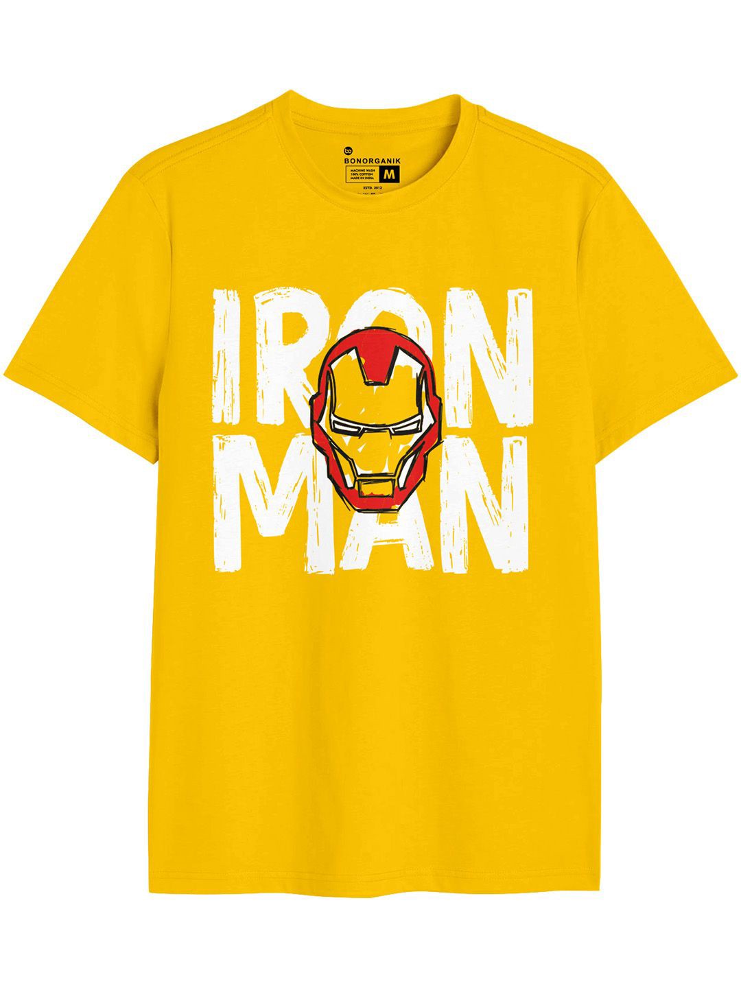 

BonOrganik Men Graphic Printed Round Neck Cotton T-shirt, Yellow