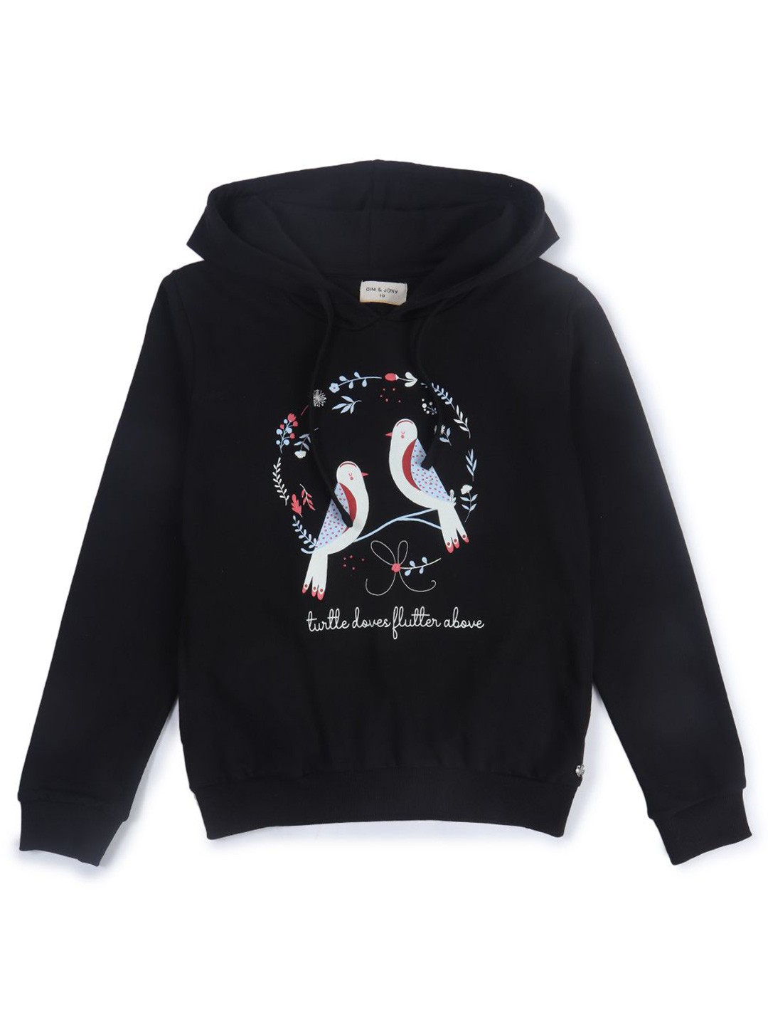 

Gini and Jony Girls Graphic Printed Hooded Cotton Pullover Sweatshirt, Black