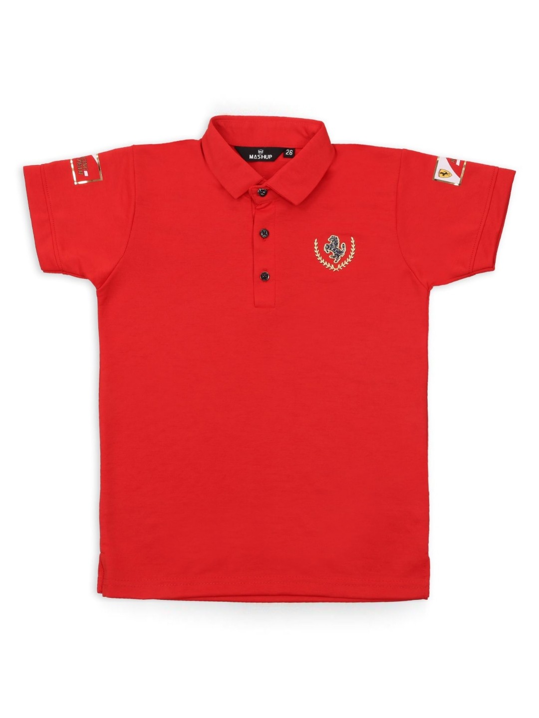 

MashUp Boys Graphic Printed Polo Collar Cotton T-shirt, Red