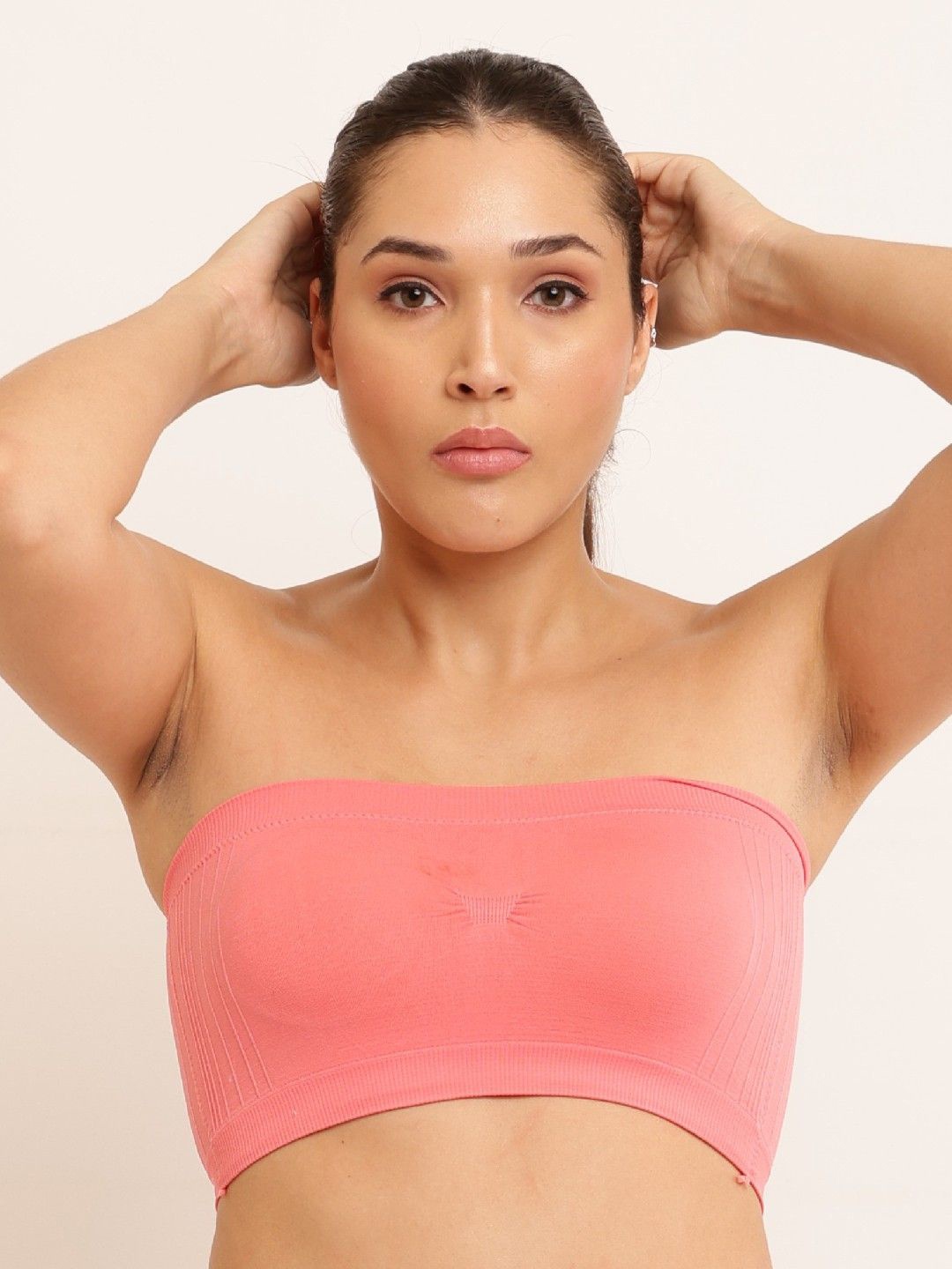 

Poftik Full Coverage Lightly Padded Bandeau Bra, Peach