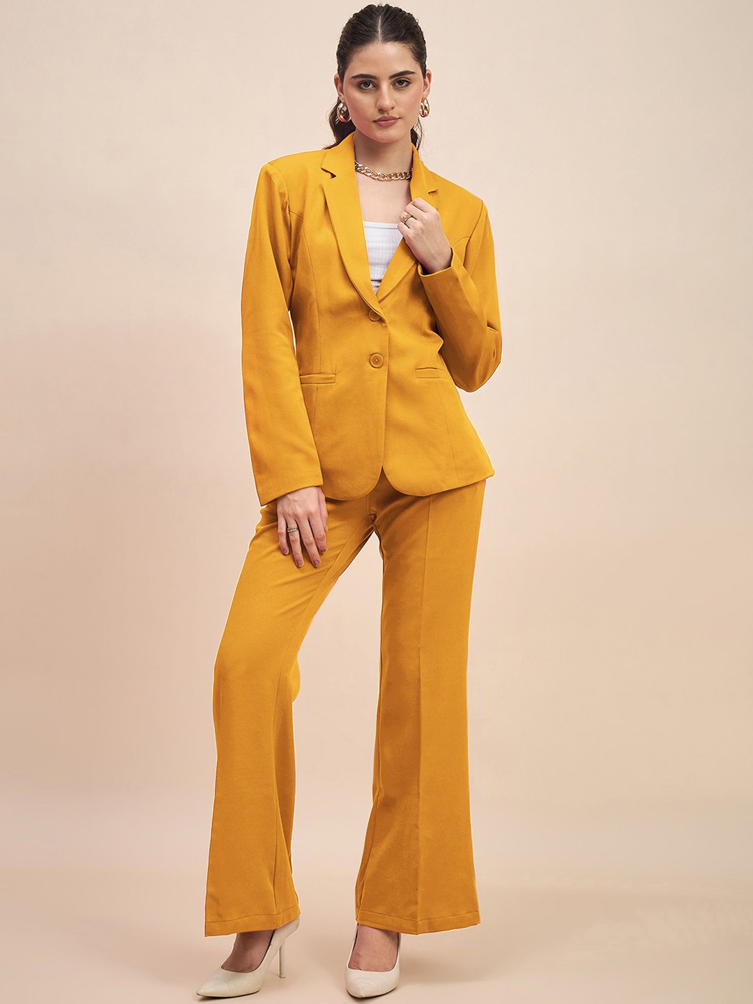 

BRINNS Single-Breasted Two-Piece Formal Suit, Mustard