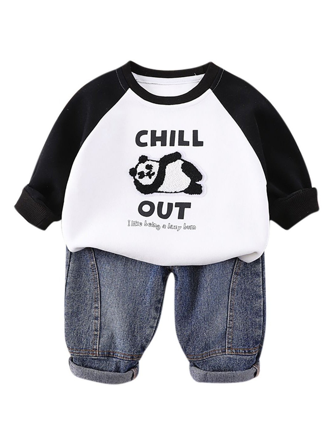 

StyleCast x Revolte Kids Colourblocked Round Neck Pure Cotton T-Shirt & Trousers, Black