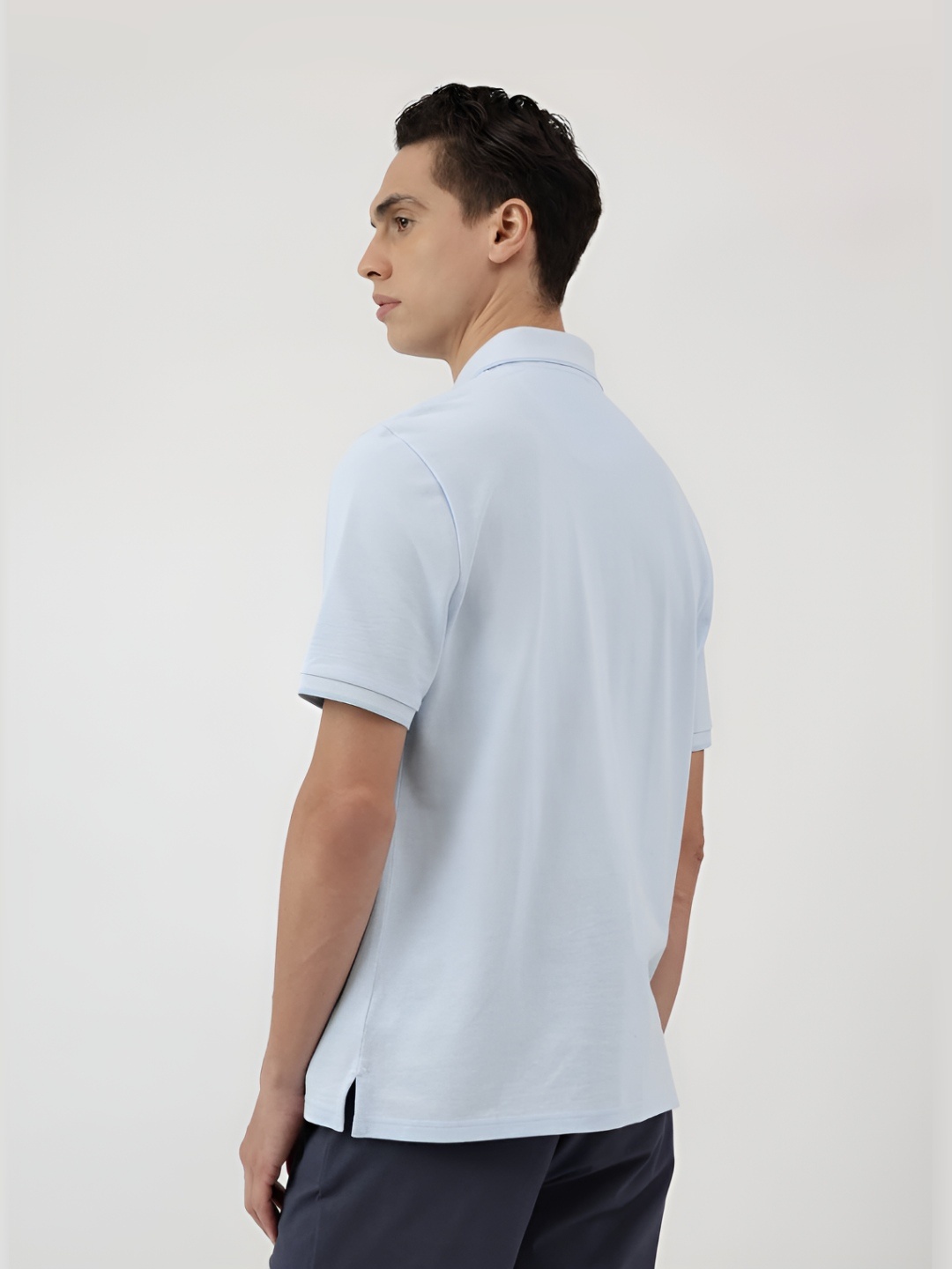 

Marks & Spencer Men Solid Polo Collar Cotton T-shirt, Blue