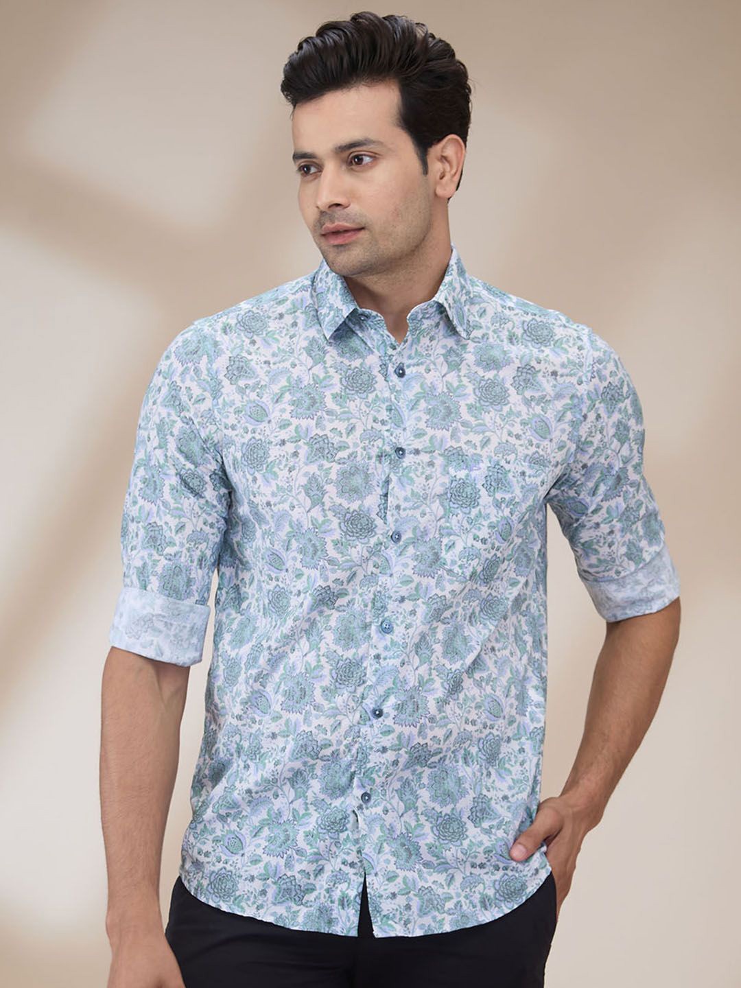 

ColorPlus Men Floral Opaque Printed Casual Shirt, White