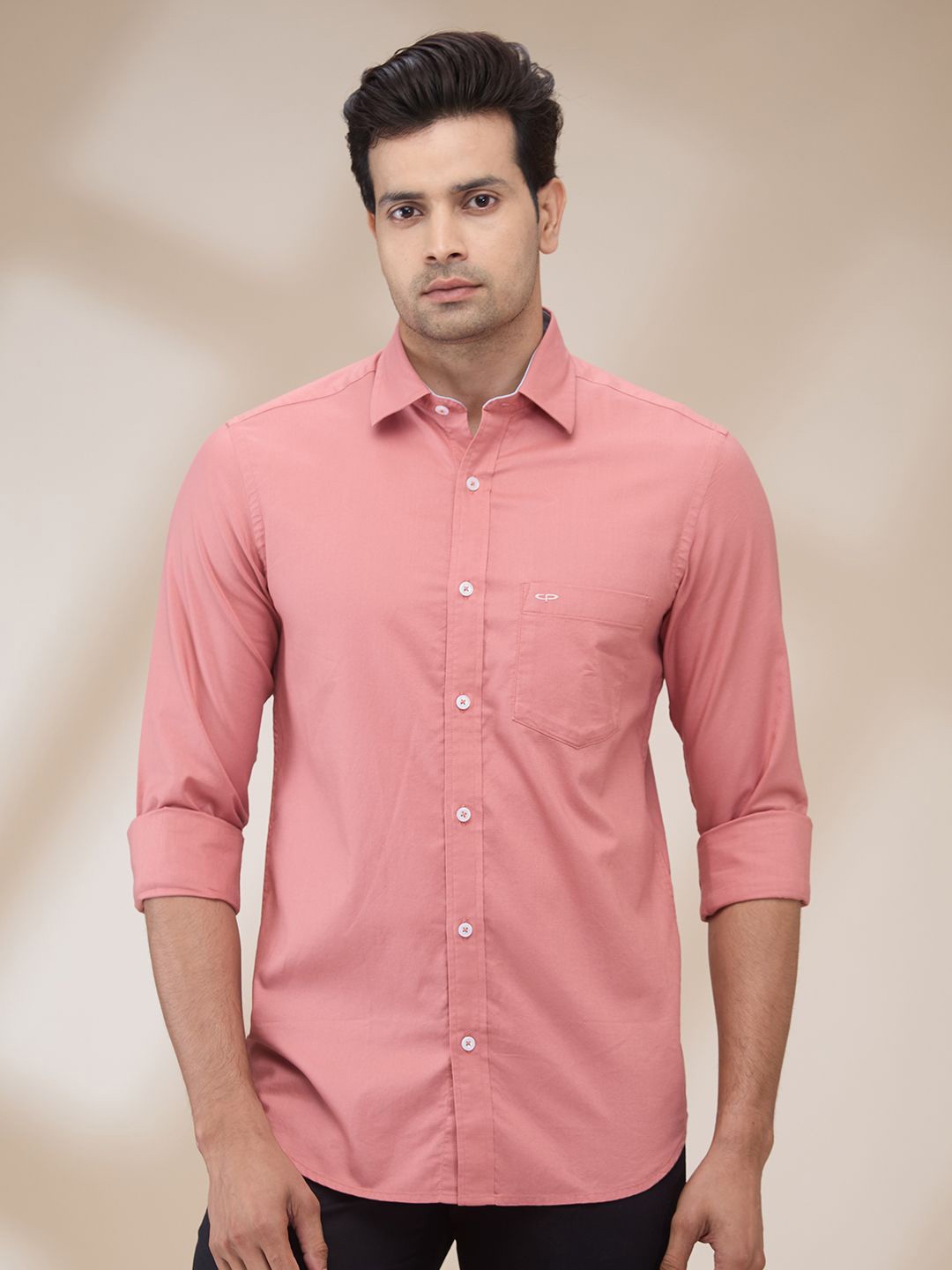 

ColorPlus Men Spread Collar Solid Cotton Casual Shirt, Red