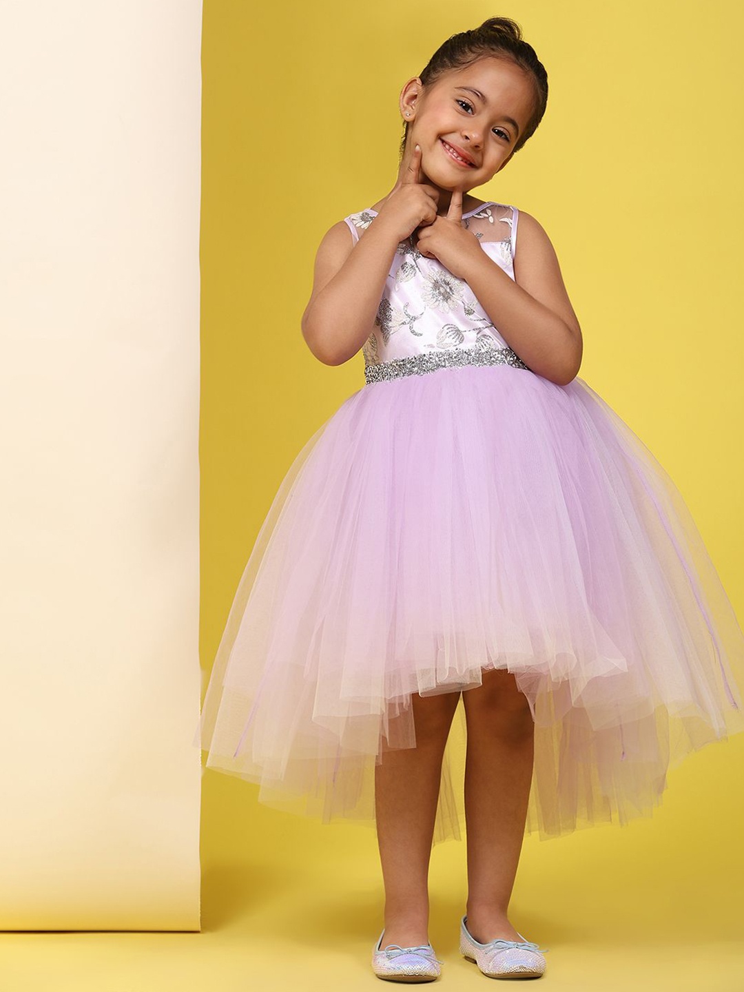 

Toy Balloon kids Girls Embellished Net Fit & Flare Dress, Lavender
